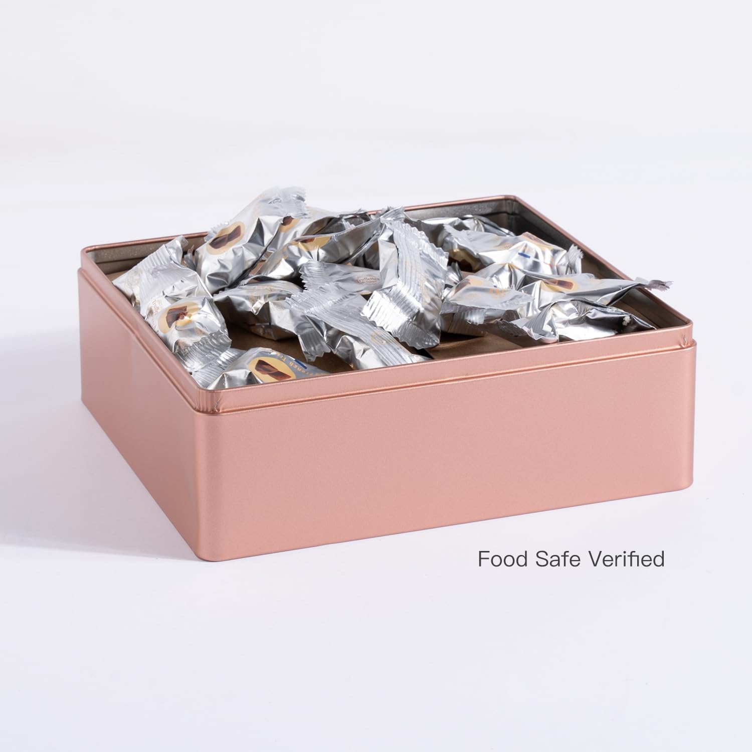 Premium Airtight Food Storage Containers - Rose Gold Square Metal Tin Box for Kitchen Pantry Organization | Perfect for Dry Food, Snacks, Tea & Coffee Storage
