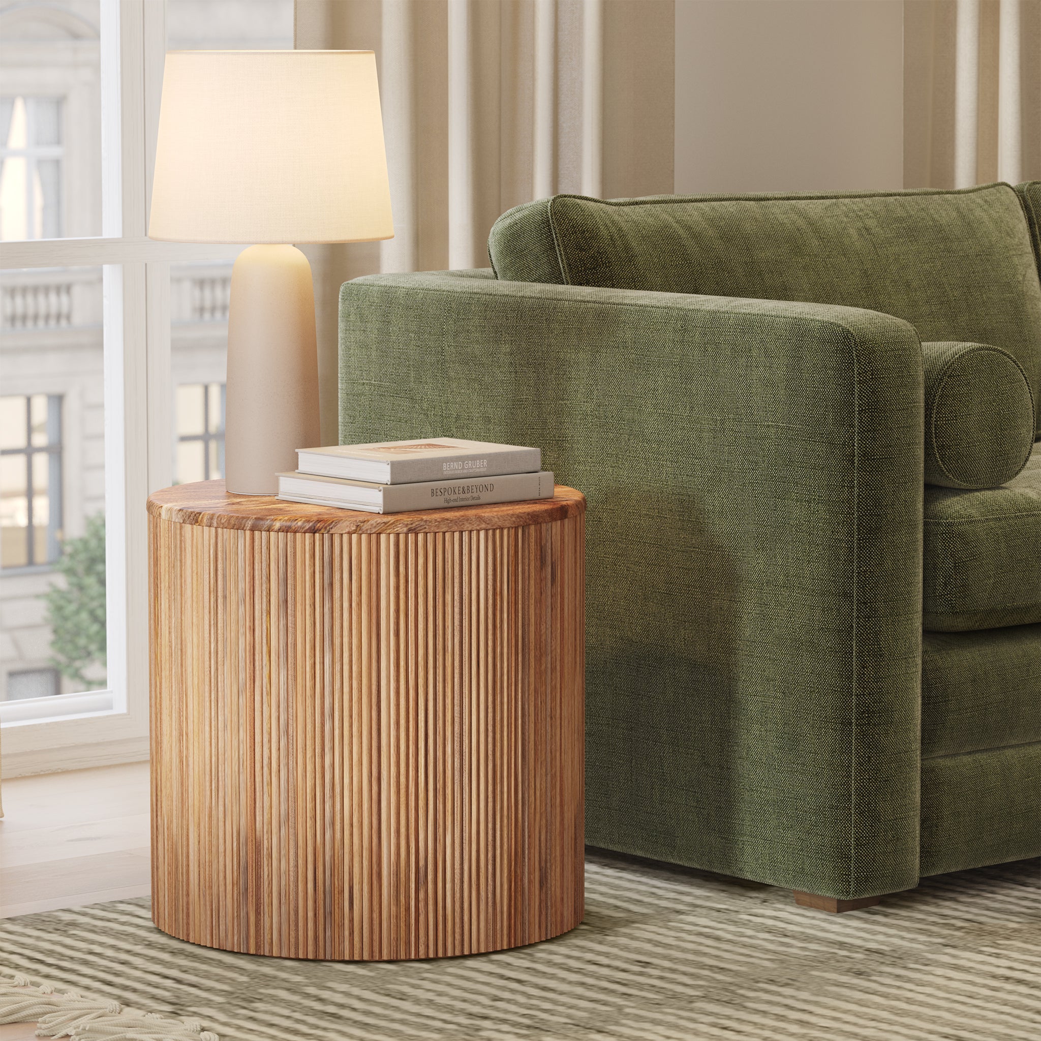 Deja Round Side Table with Storage Shelf - Modern End Table for Living Room, Bedroom & Office - Small Space-Saving Furniture with Hidden Storage Compartment