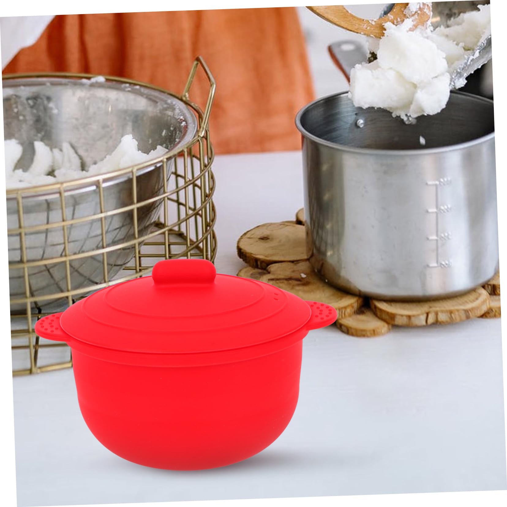 Silicone Wax Melter Bowl - Portable Makeup & Liquid Containers for Travel - Wax Melting Tool with Heater for DIY, Spa, and Home Use - Red