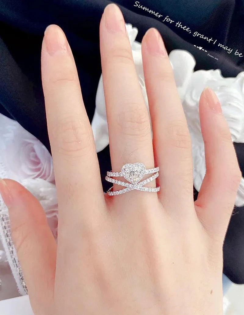 18K White Gold Heart-Shaped Diamond Engagement Ring for Women - Luxury Wedding Jewelry with Real Natural Diamonds | Perfect for Proposals, Anniversaries & Special Occasions