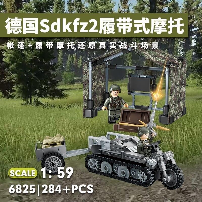 CAYI 6825 SdKfz 2 WWII German Tracked Motorcycle Model Kit - 1/35 Scale Military Vehicle for Collectors & History Enthusiasts | Perfect for Display, Diorama Building & Gift Giving