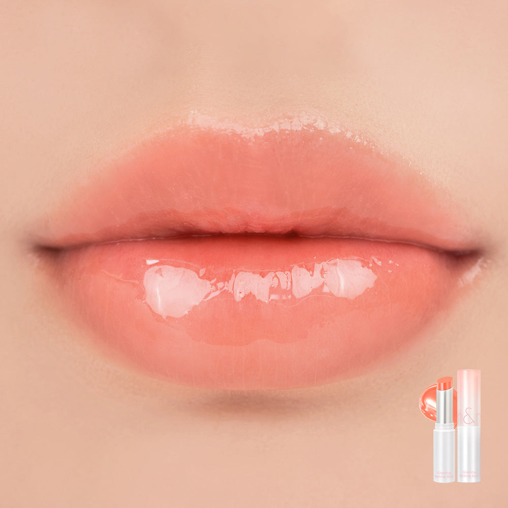 Rom&nd Glasting Melting Balm (08 Coralia) 3.5g - Hydrating Tinted Lip Balm with Shine | Perfect for Daily Moisture & Natural Makeup Look