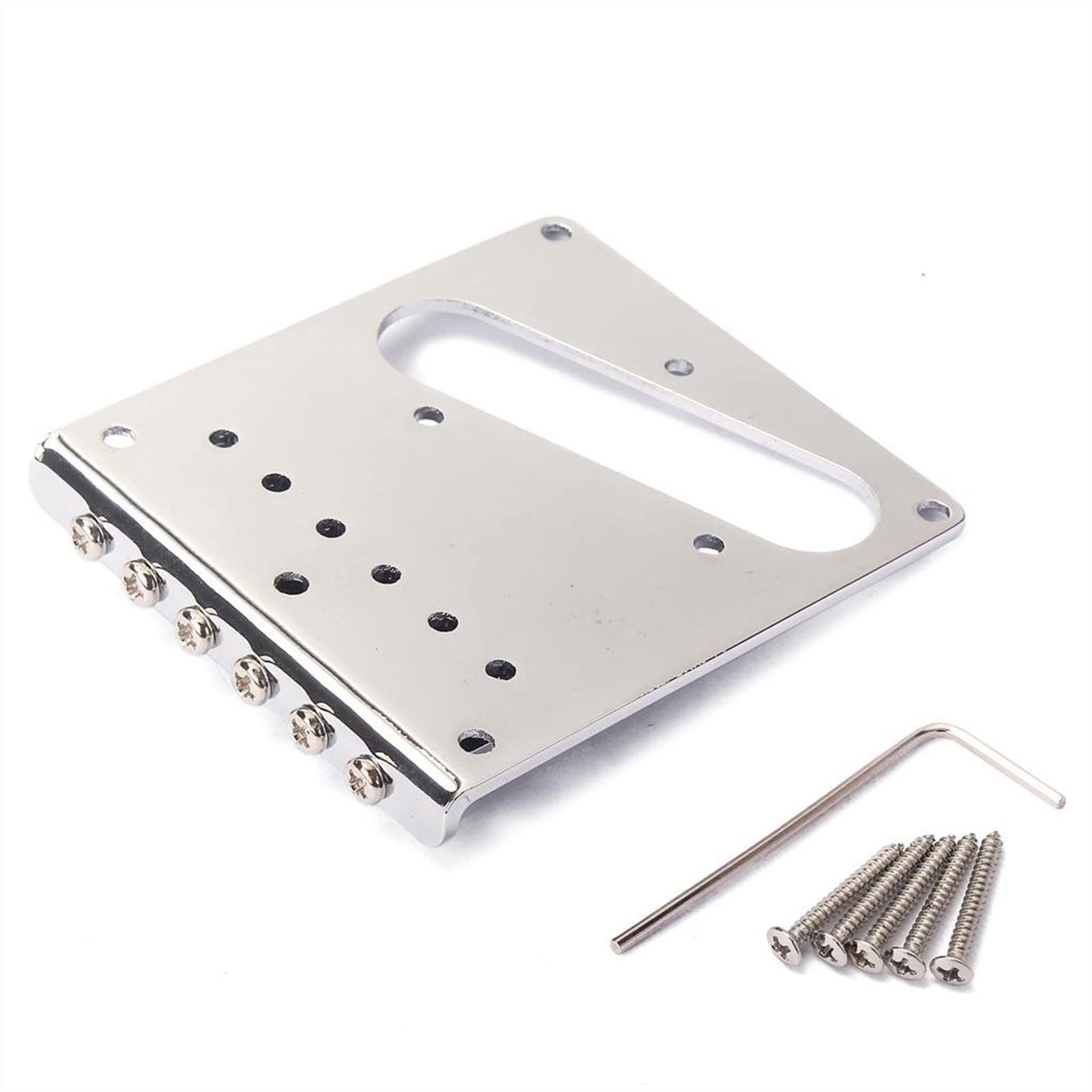 Chrome 6-Saddle Ashtray Bridge Tailpiece Replacement for Tele TL Electric Guitar - Perfect for Guitar Upgrades & DIY Repairs