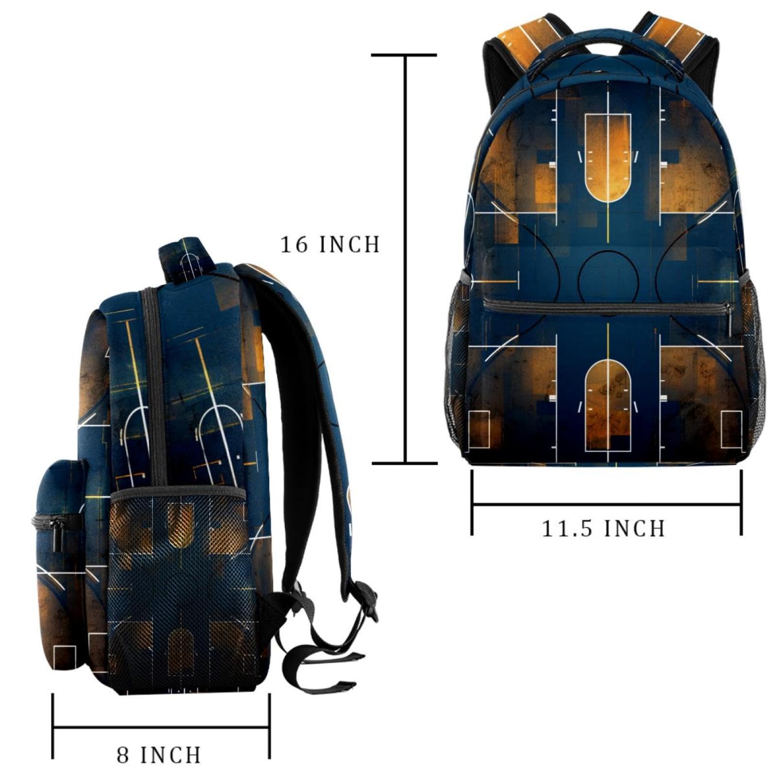 Men's & Women's Travel Backpack - Durable Art Basketball Court Design Backpack for Hiking, Gym, School & Daily Commute