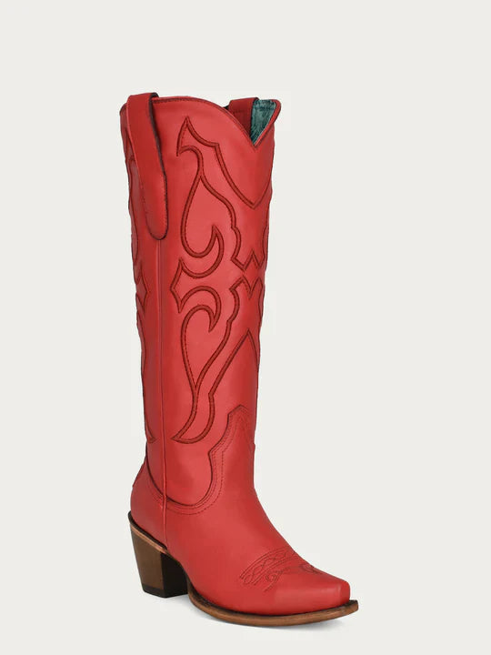 Women's Ruby Red Embroidered Snip Toe Cowboy Boots - Western Style Fashion for Country Dancing, Rodeo & Casual Wear