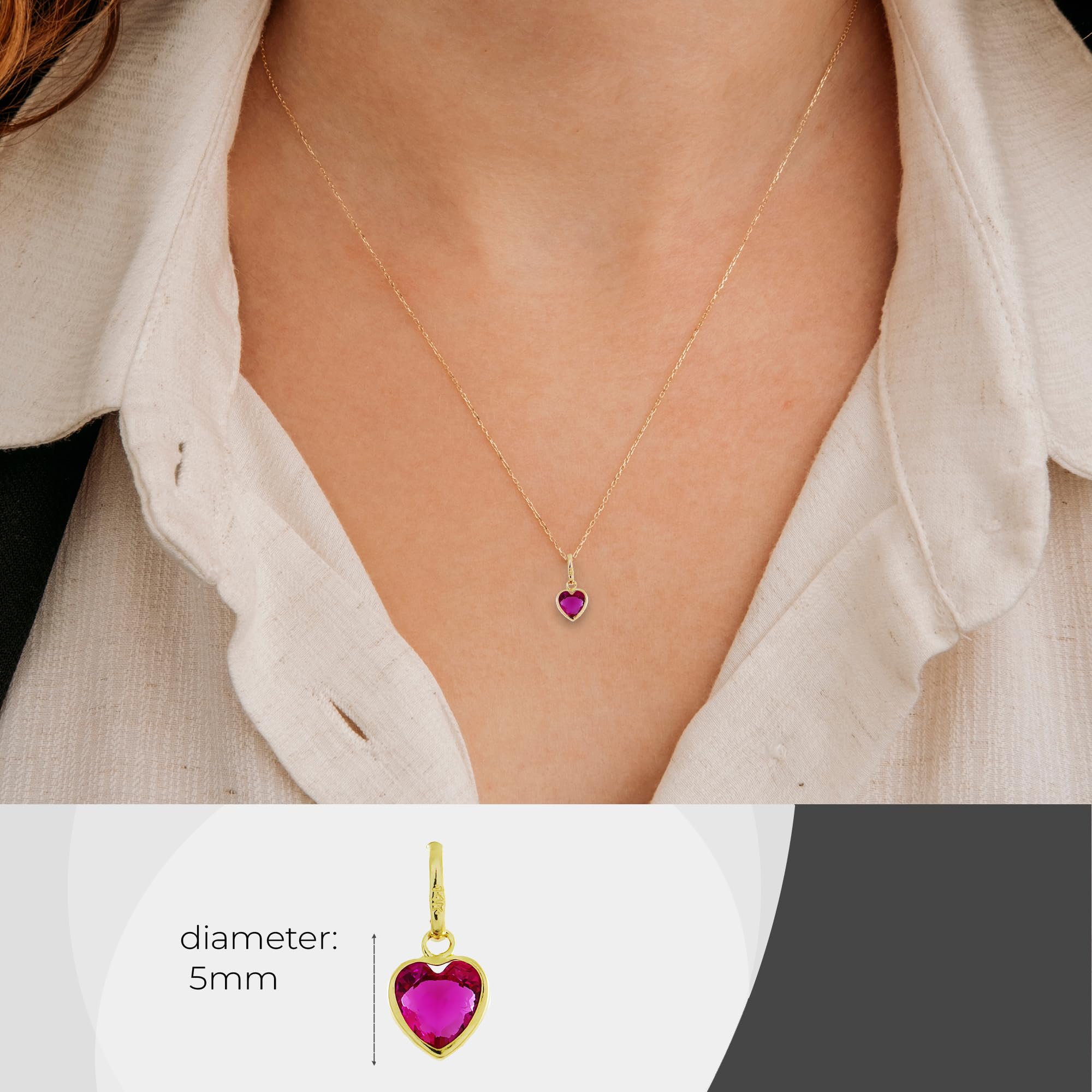 14K Solid Gold Heart Pendant with Multicolor Cubic Zirconia - Elegant Women's Jewelry for Necklaces & Bracelets | Perfect Gift for Valentine's Day, Anniversary & Special Occasions