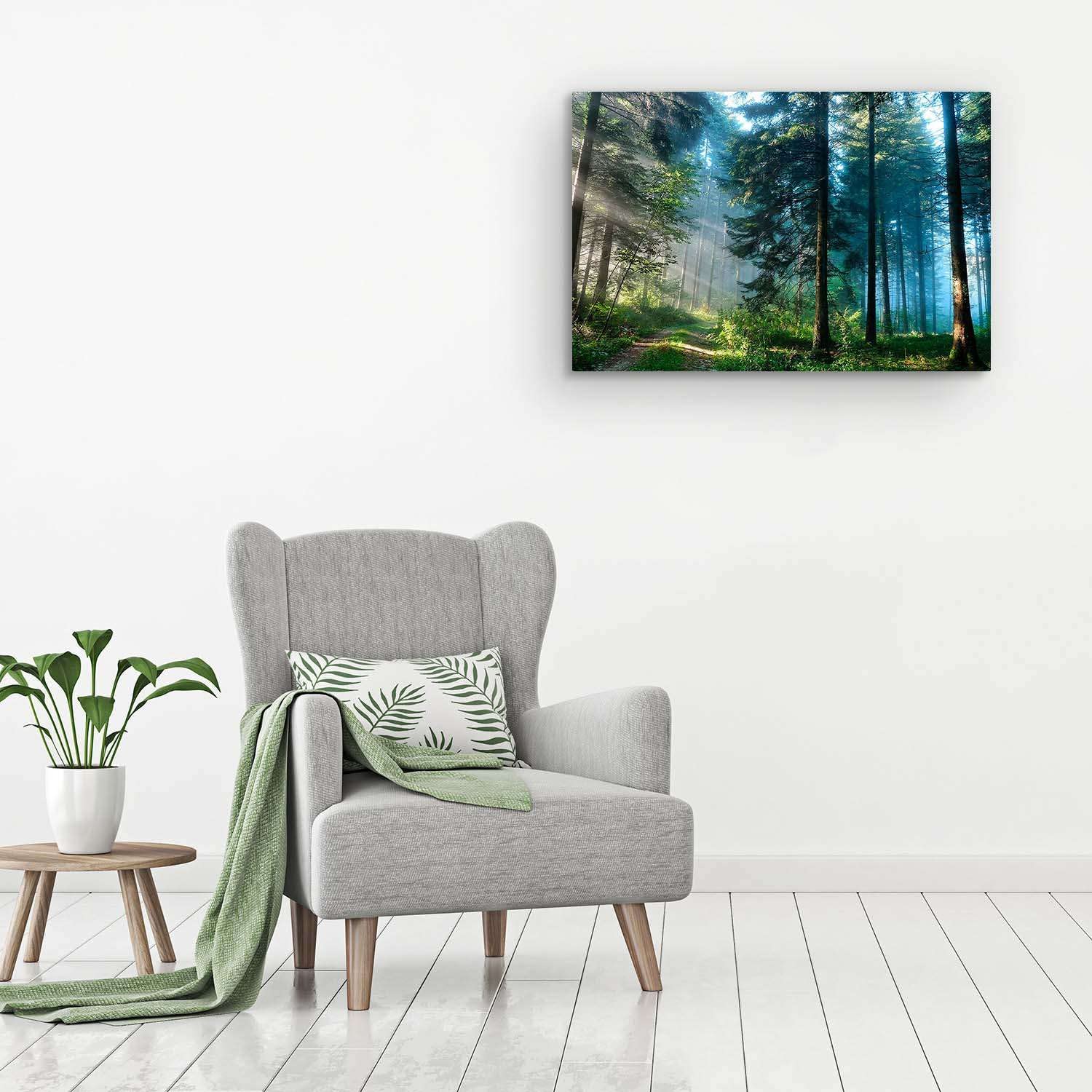 Startonight Forest Road Canvas Wall Art - 24x36 Inch Nature Landscape Painting, Stretched Ready to Hang Modern Home Decor for Bedroom & Living Room - Luminous Artwork Perfect for Cozy Spaces & Meditation Rooms