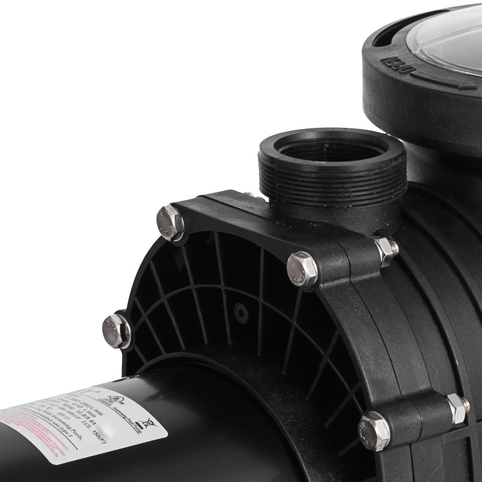 2HP Inground Pool Pump - Dual Voltage 110V/220V High Flow Swimming Pool Pump (6840 GPH) - Self Priming Above Ground Pool Pumps 1500W with Strainer Basket, Drain Plug & 6 Connectors - Perfect for Residential & Commercial Pool Maintenance, Water Circulation & Filtration Systems