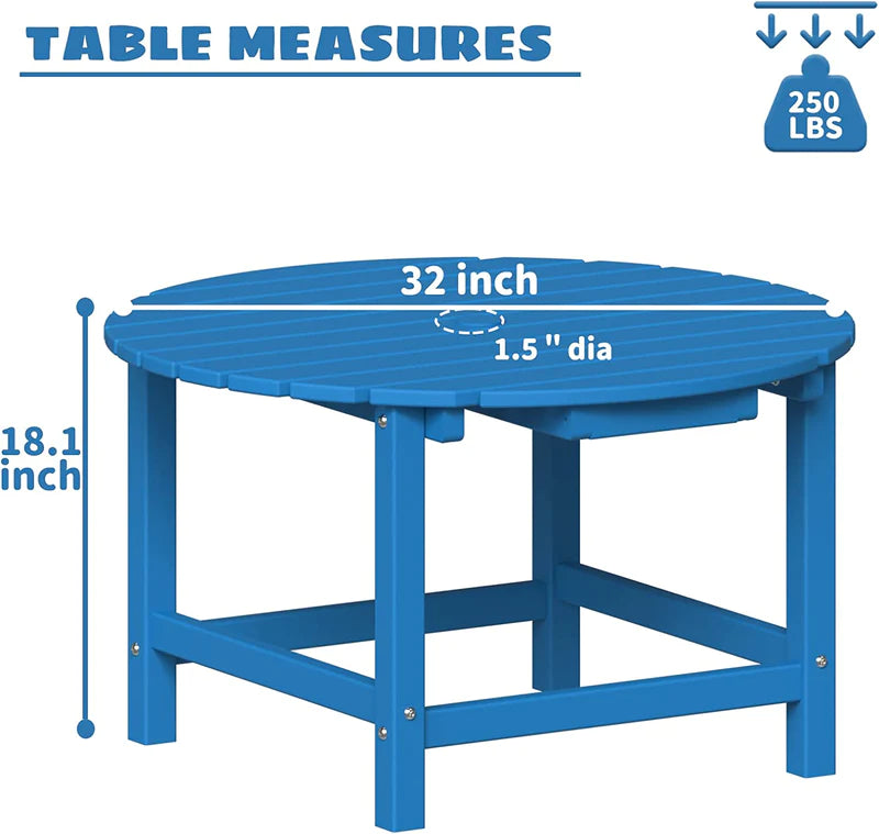Round Outdoor Side Table - Durable Patio End Table for Garden, Poolside & Balcony - Perfect for Drinks, Books & Decor
