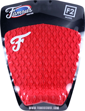 Famous Deluxe F2 2-Piece Red Traction Pad Set - Premium Grip for Surfboards, Skateboards & Water Sports - Perfect for Surfing, Skating & Outdoor Adventures