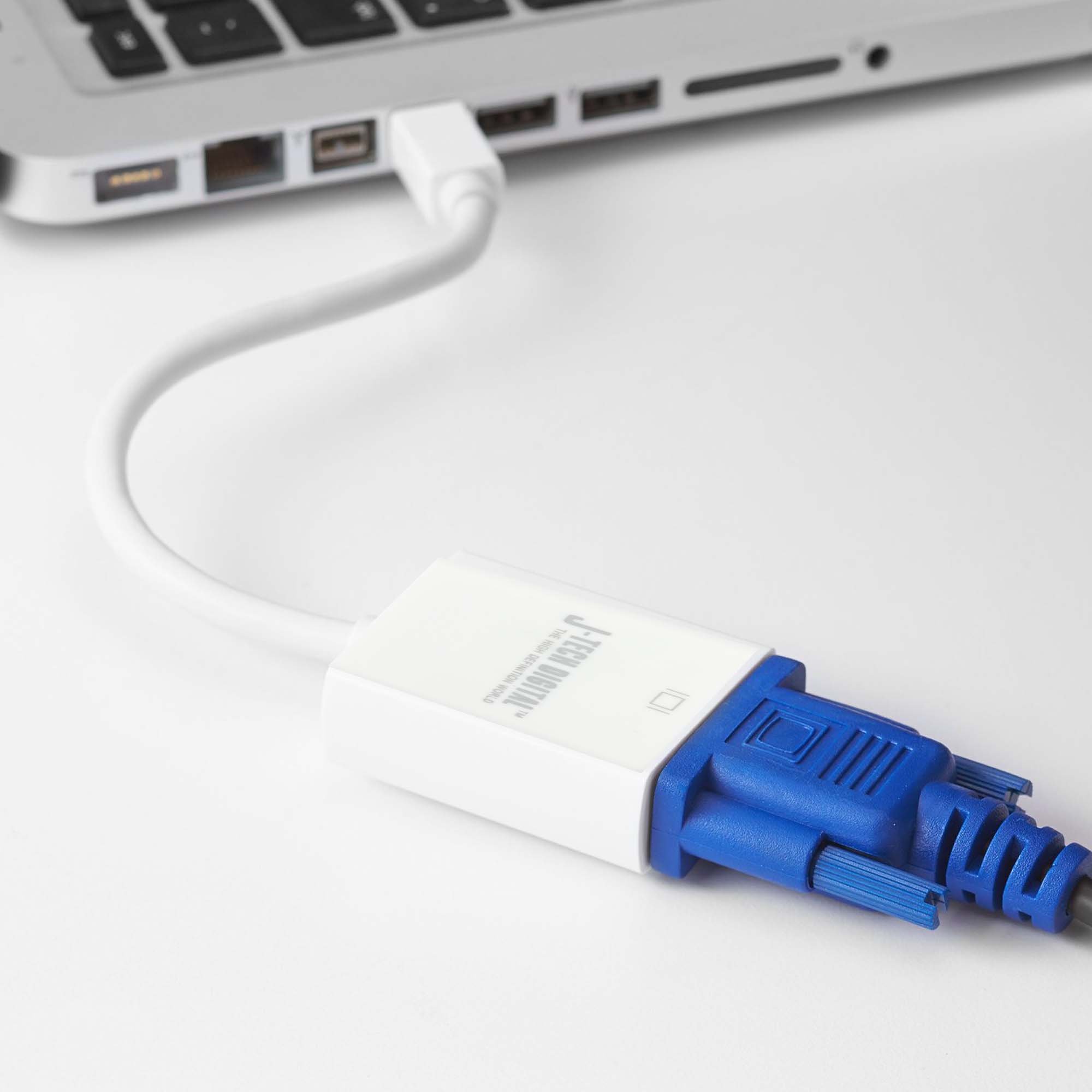 J-Tech Digital Mini DisplayPort to VGA Adapter (Female) - Compatible with MacBook, MacBook Pro, iMac, MacBook Air & Mac Mini - Perfect for Presentations, Home Office & Multi-Monitor Setup