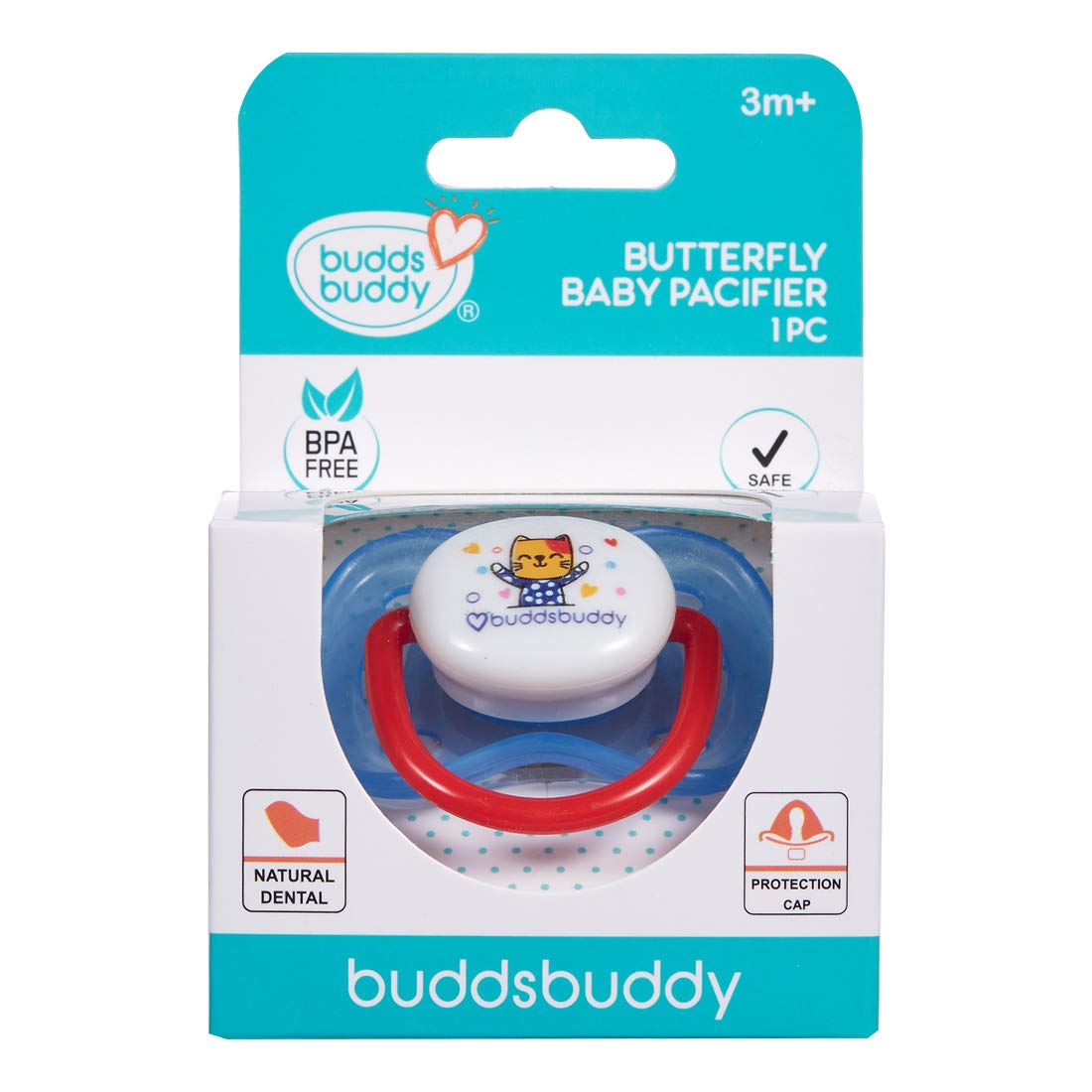 Buddsbuddy Butterfly Baby Pacifier - Soft Silicone Soother for Newborns & Infants, BPA-Free, BB7219 (Red) - Perfect for Daycare, Travel & Sleep Comfort