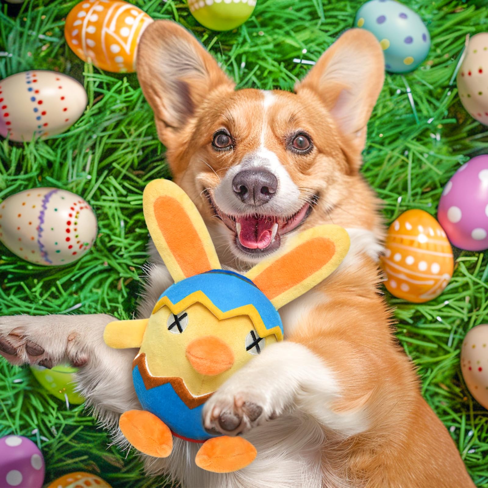 Easter Plush Squeaky Dog Toys - Bunny Shaped Soft Stuffed Chew Toys for Small, Medium & Large Dogs - Perfect Easter Gift for Pets & Fun Playtime at Home