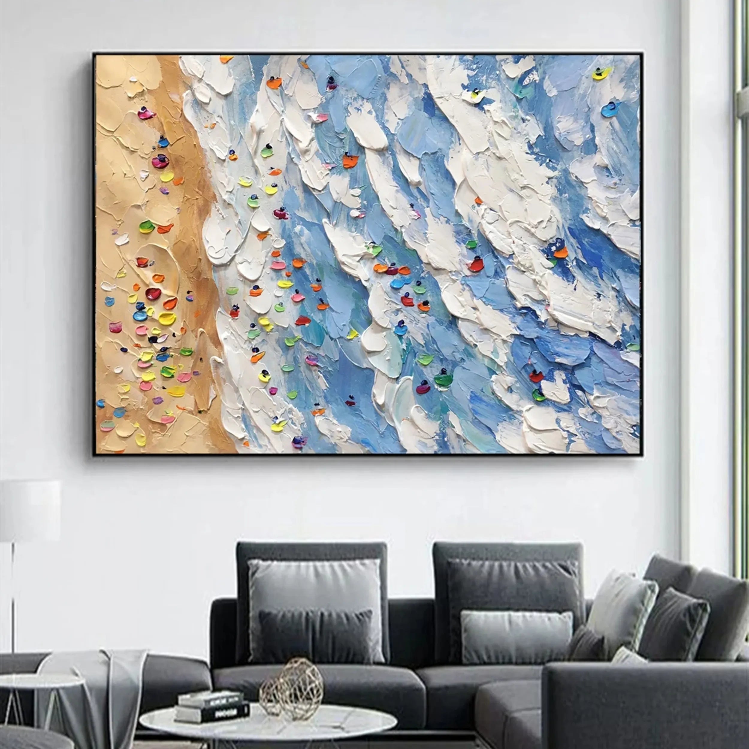 Seascape and Snowy Peak Painting #SP009 - Stunning Landscape Artwork for Home & Office Decor | Perfect for Living Room, Bedroom, or Gift