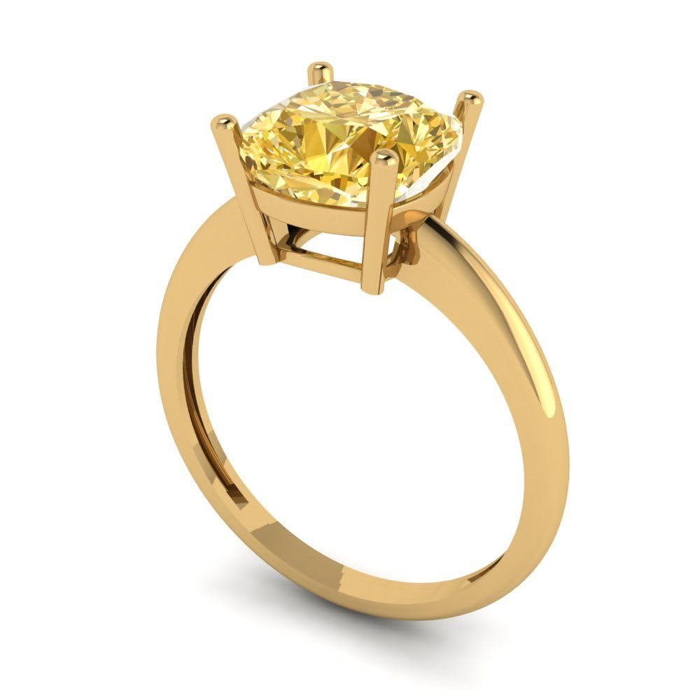 2.5ct Canary Yellow Cushion Cut Simulated Diamond Ring - 14k Gold for Engagement & Anniversary