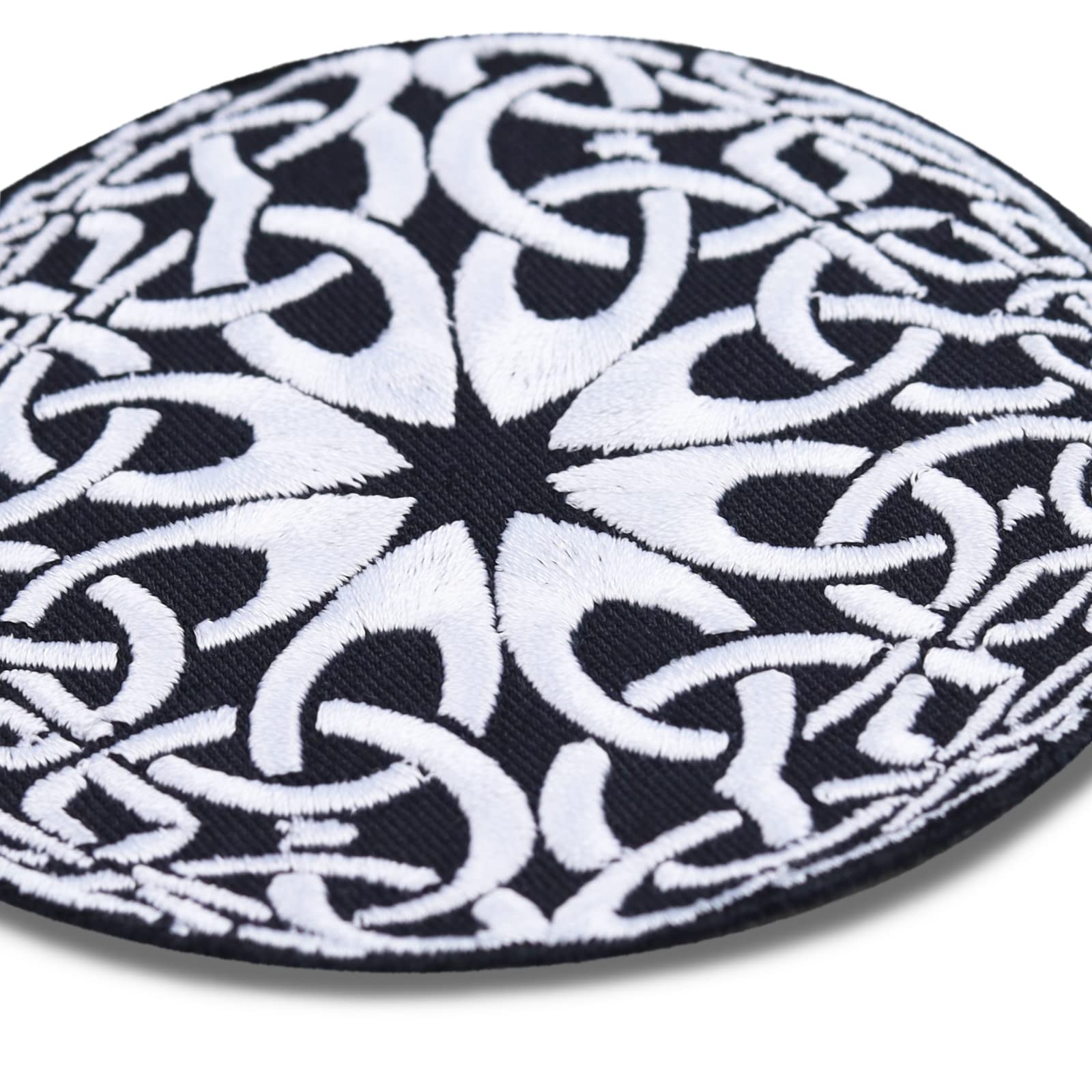 Celtic Infinity Nordic Knot Embroidered Iron On Patch - Viking Style Biker Badge for Jackets, Jeans & Vests (3.54x3.54 Inch) | Perfect for Motorcycle Riders, Rock Music Fans & Medieval Enthusiasts - Great for Customizing Denim, Leather & Backpacks