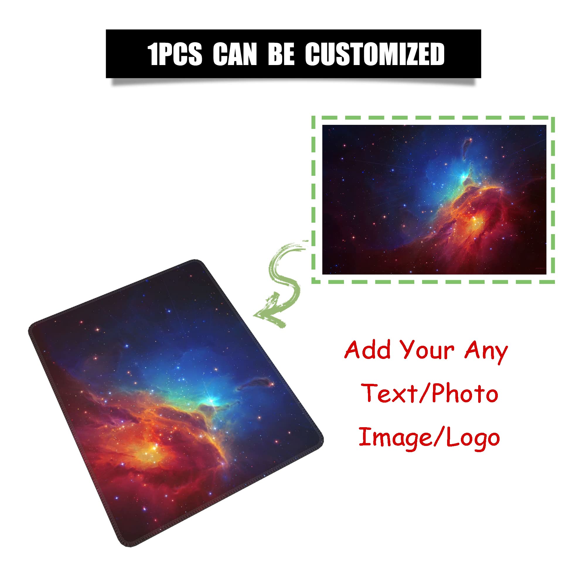Custom Mouse Pad with Photo/Text/Logo - Personalized Gaming Mousepad for PC & Laptop - Perfect Gift for Gamers, Office Workers & Home Use - Non-Slip Rubber Base & Smooth Surface for Precision Control