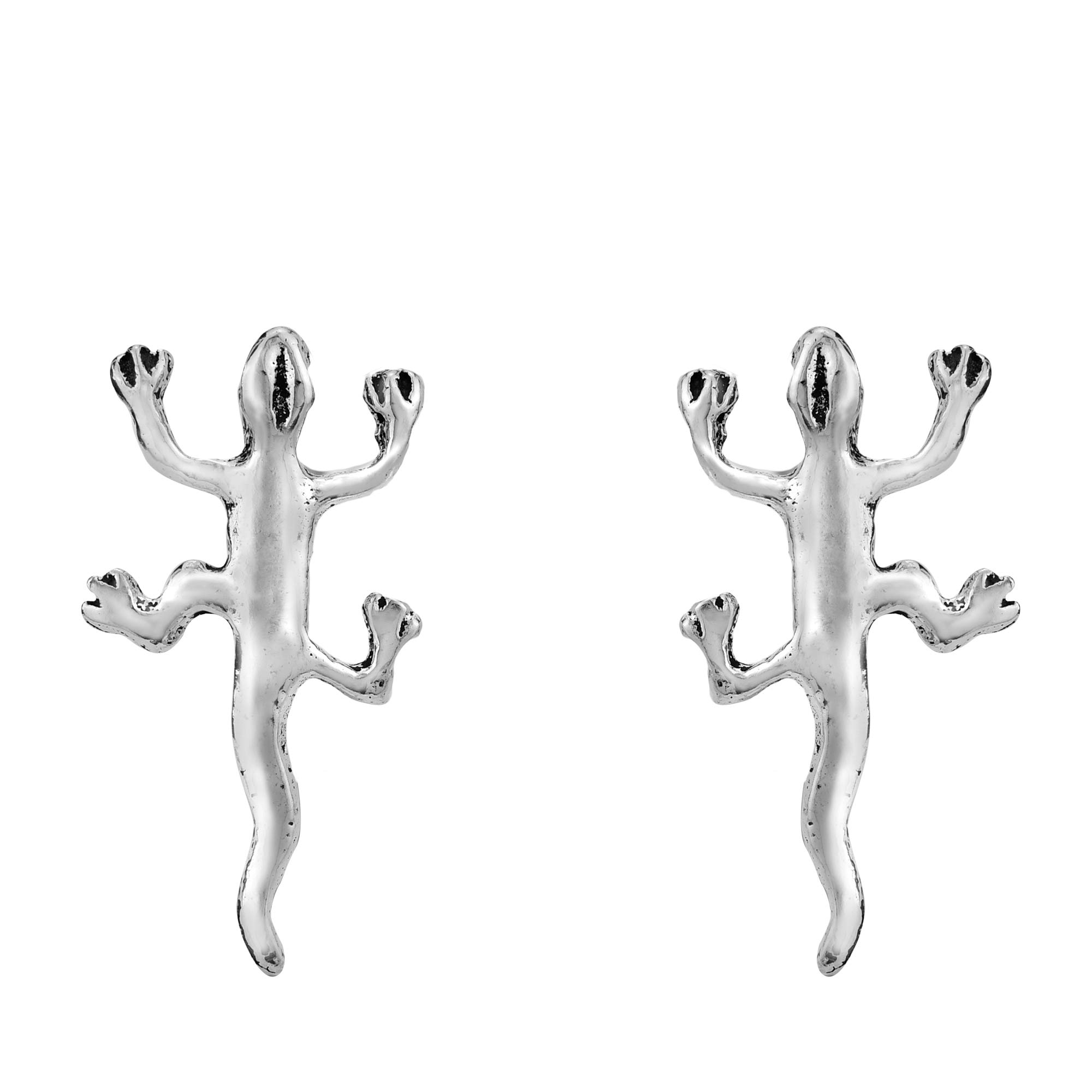 AeraVida Unique Cute Little Gecko Lizard Sterling Silver Stud Earrings for Women | Animal Jewelry | Fashionable Chic Stud Earrings | Perfect Gift for Daughter, Girlfriend, or Wife | Great for Casual Wear, Parties, and Everyday Accessories
