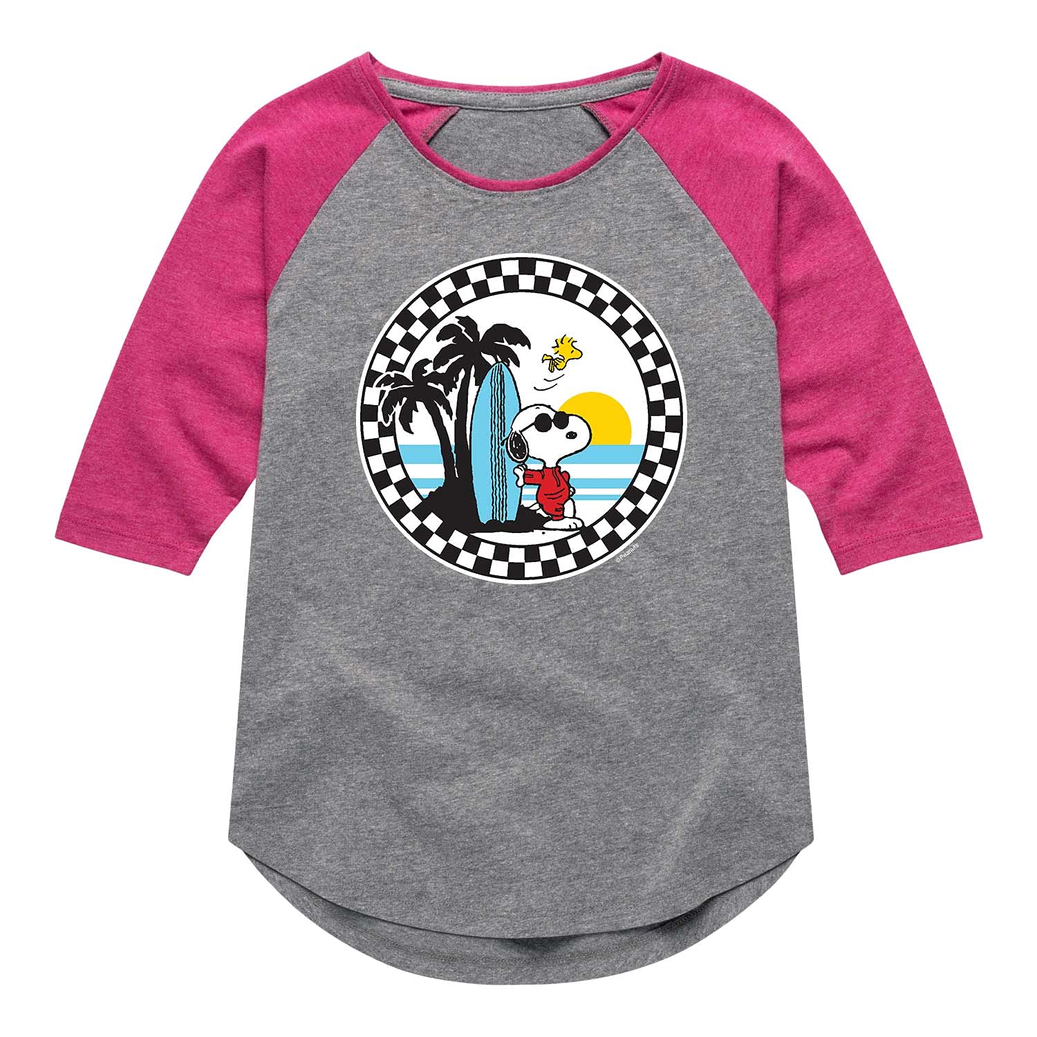 **Snoopy Surfs Up Peanuts Graphic Raglan T-Shirt for Toddler & Youth Girls - Soft & Comfortable for Playtime & Casual Wear**