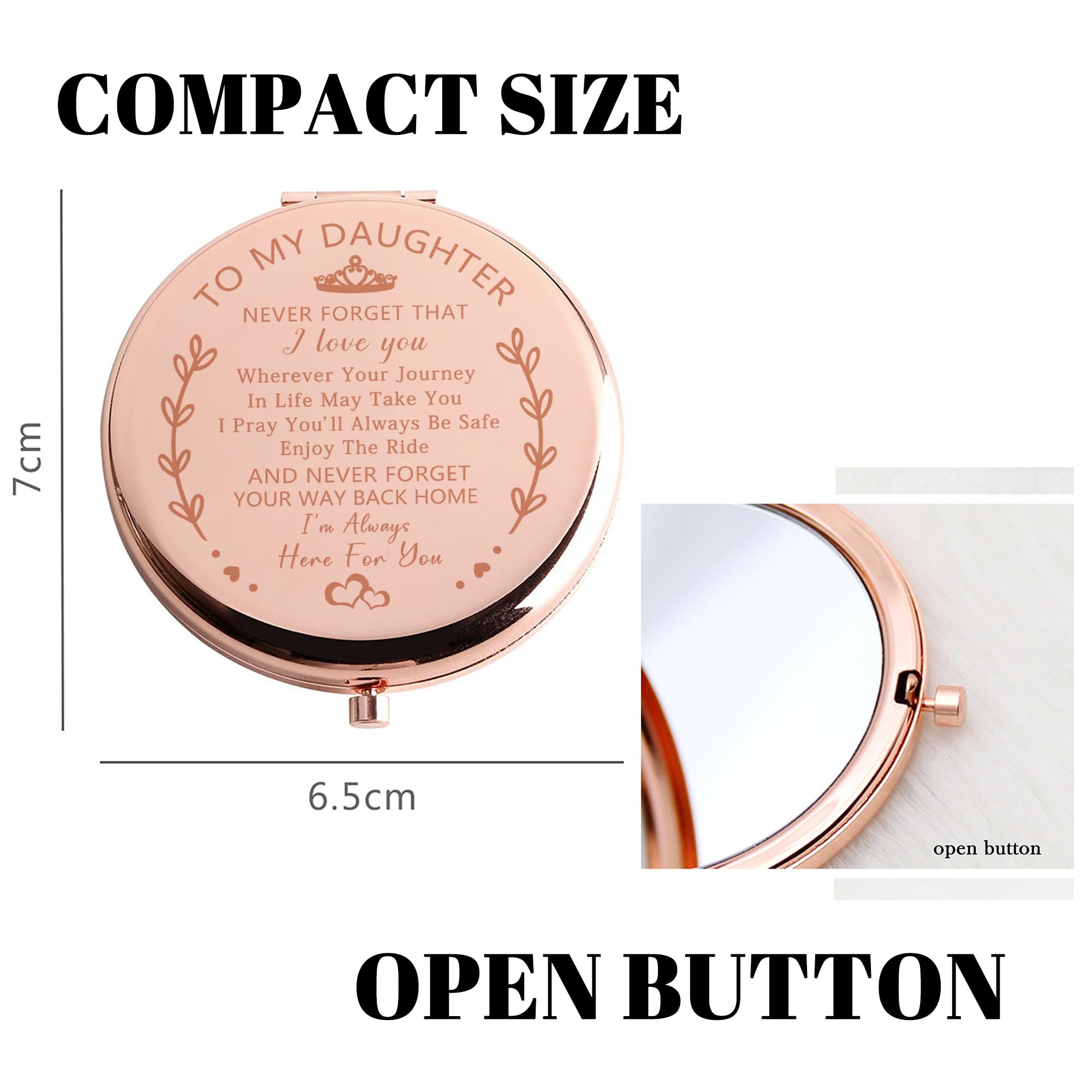 Rose Gold Compact Mirror - Perfect Daughter Gift for Birthday, Graduation & Wedding | Elegant & Portable