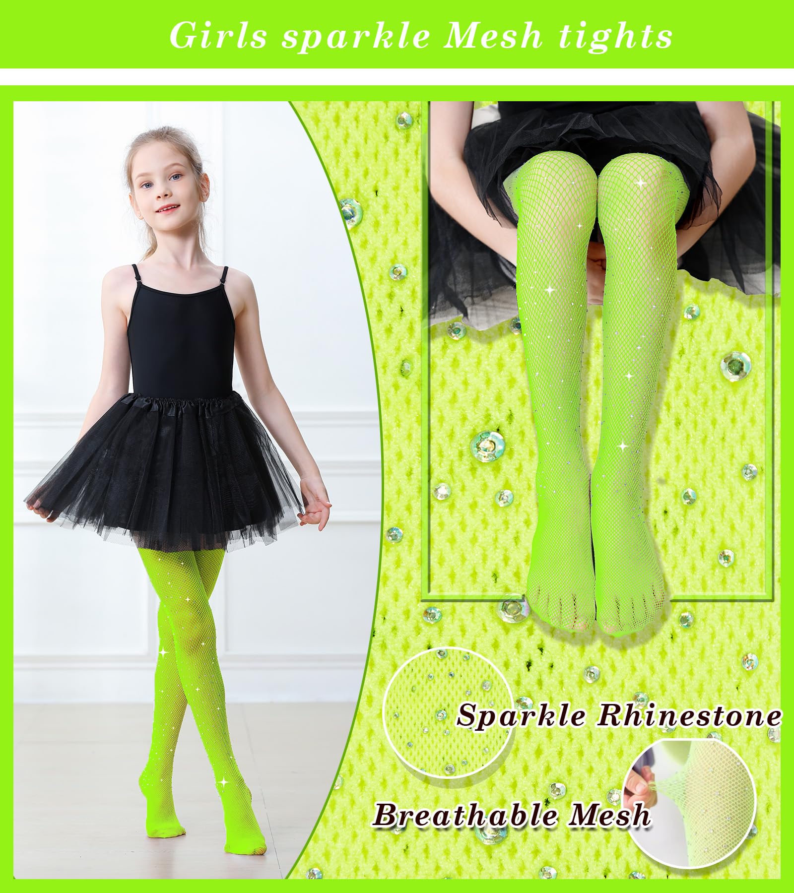 Sparkly Fishnet Tights for Girls - Glitter Rhinestone Stockings for Toddlers & Kids | Perfect for Halloween Costumes, Dance Performances & Party Outfits