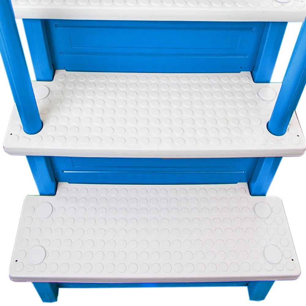 **Anti-Slip Above Ground Pool Steps to Deck – Heavy Duty 250lb Capacity Safety Ladder for Inground & Above Ground Pools – Blue & White Design – Perfect for Backyard, Family Swim Safety & Easy Pool Access**