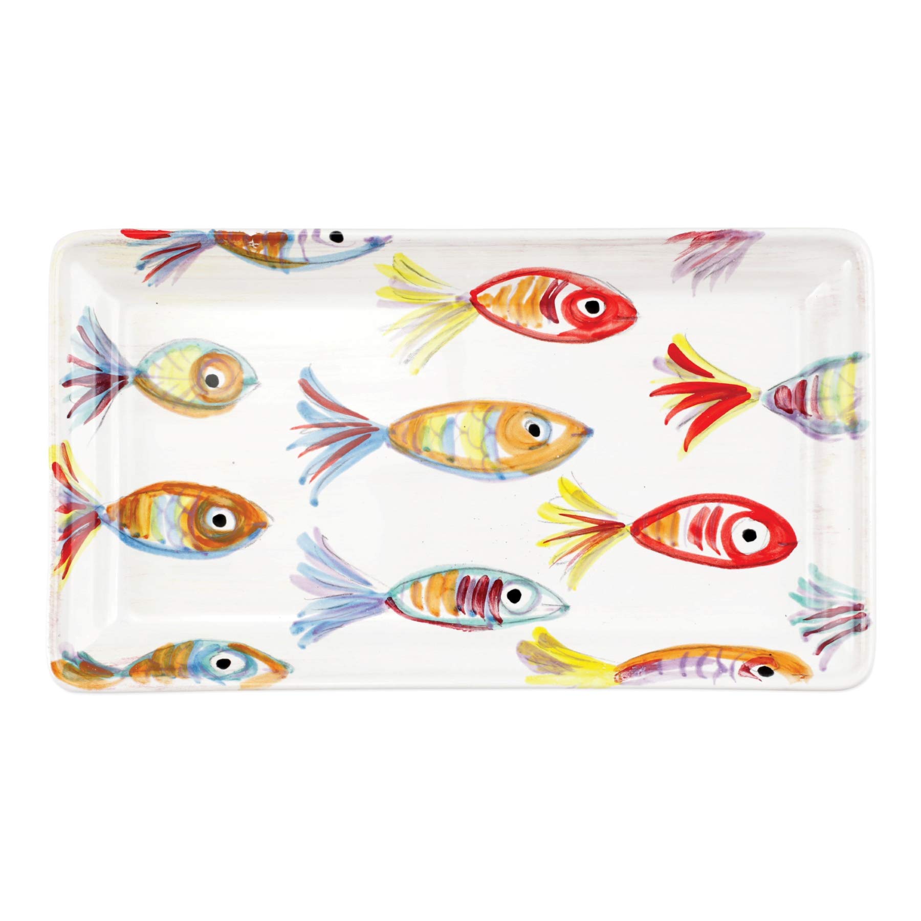 Vietri Pesci Colorati Rectangular Platter - Handmade Italian Earthenware Serving Dish for Steak, Salad, Dessert & Snacks | Perfect for Dinner Parties, Entertaining & Home Decor