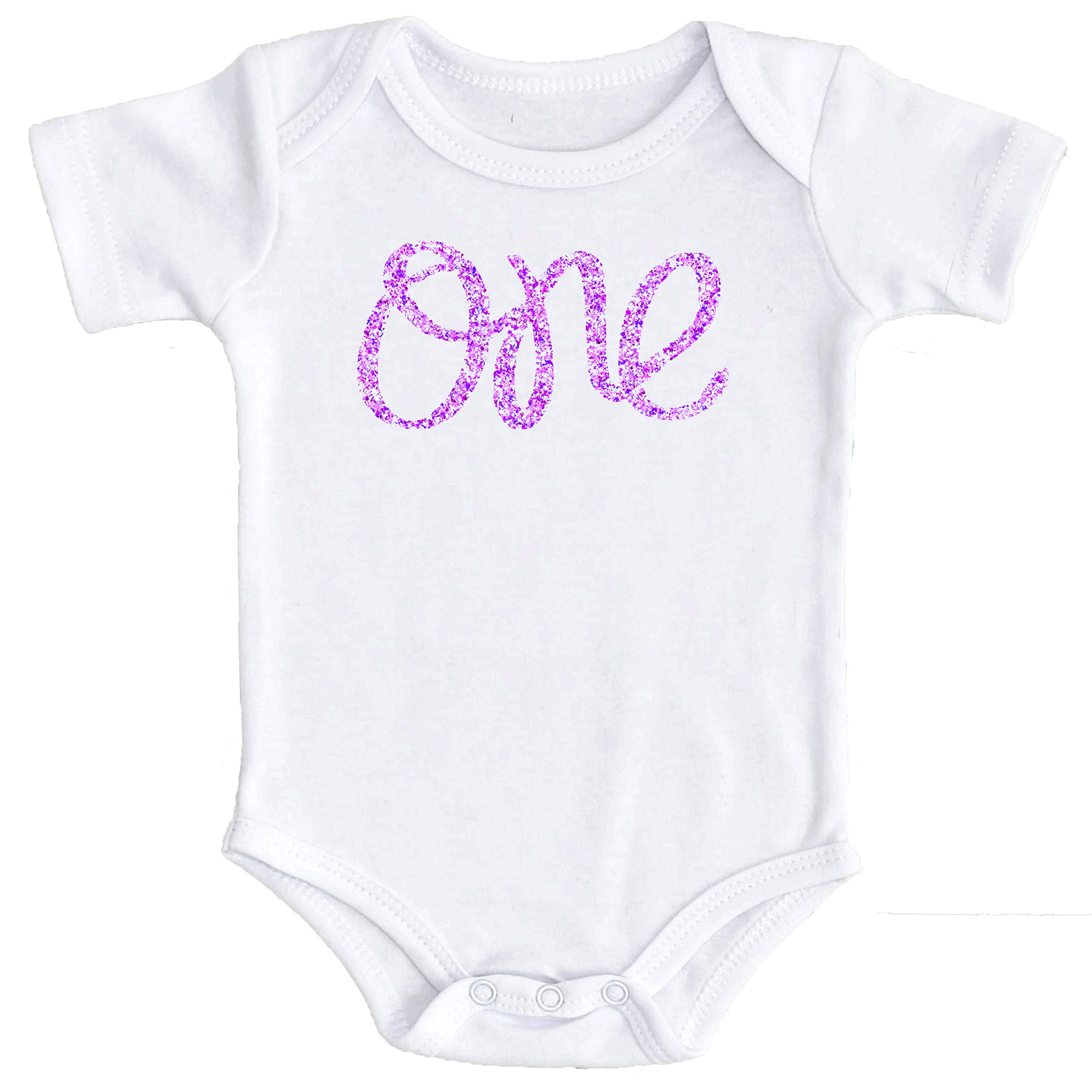 Olive Loves Apple 1st Birthday Onesie - Glitter Bodysuit for Baby Girls in Rose Gold, Pink, Purple, Red & Silver | Perfect for 1st Birthday Photos, Parties & Special Occasions