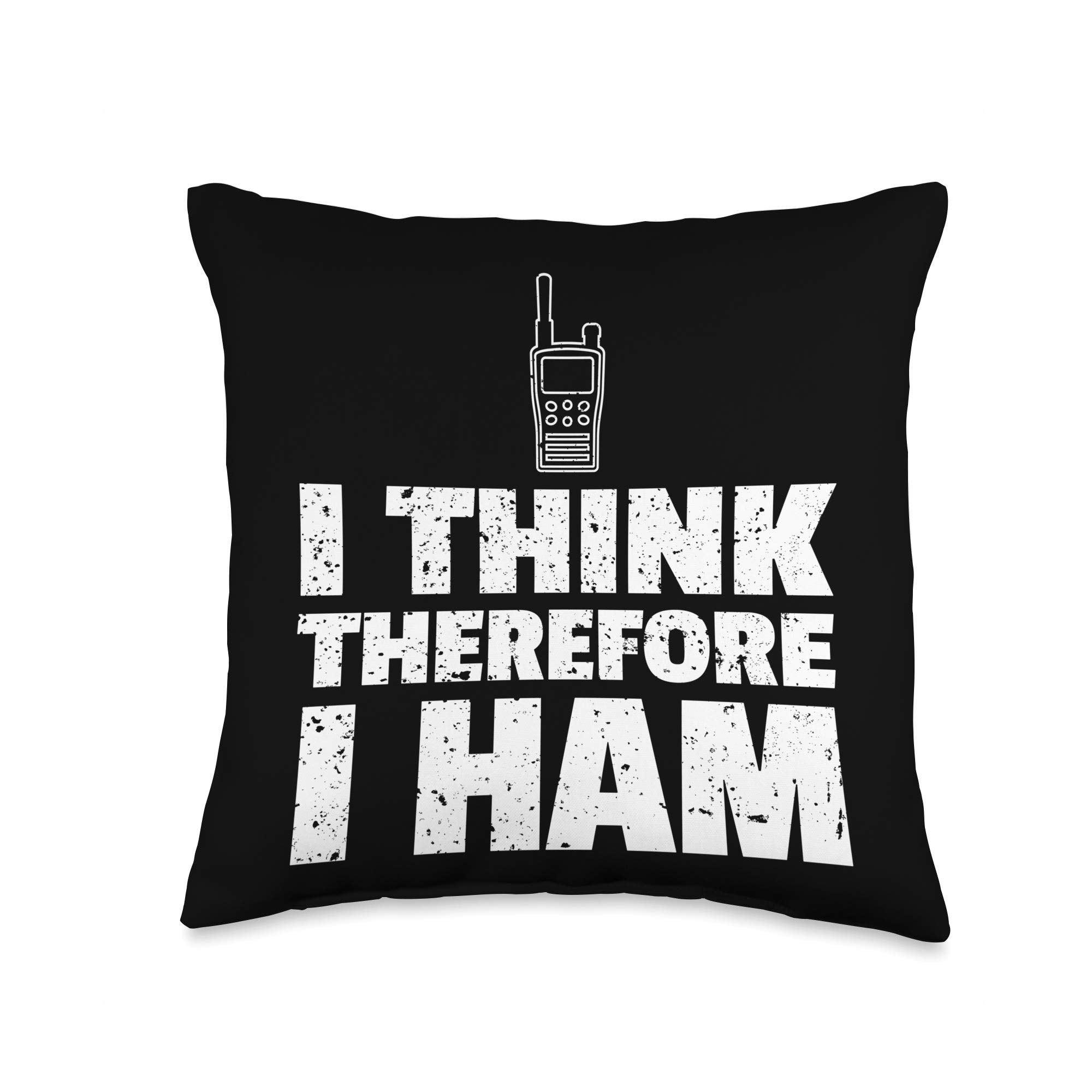 Funny 'I Think Therefore I Ham' Black Throw Pillow - 16x16 Inches Multicolor Couch Decor for Living Room, Bedroom & Office