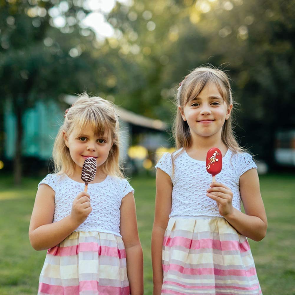 Ouddy Life 2-Pack Silicone Popsicle Molds with 50 Wooden Sticks - 4 Cavity Ice Pop Maker, Oval Cake Pop Mold for Homemade Ice Cream & DIY Frozen Treats - Perfect for Summer Snacks, Kids Parties & Healthy Desserts