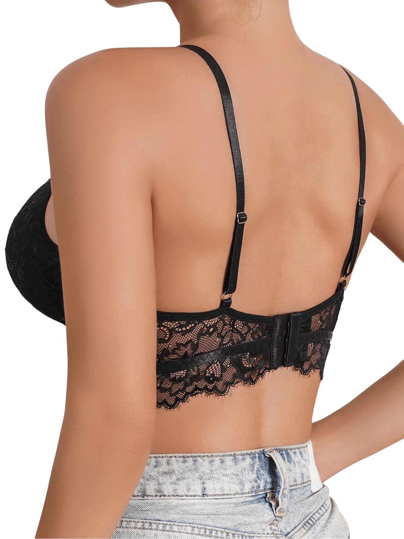 SOLY HUX Women's Sexy Lace Cut Out Underwire Bra - Comfortable Everyday Bralette for Work, Date & Lounge Wear