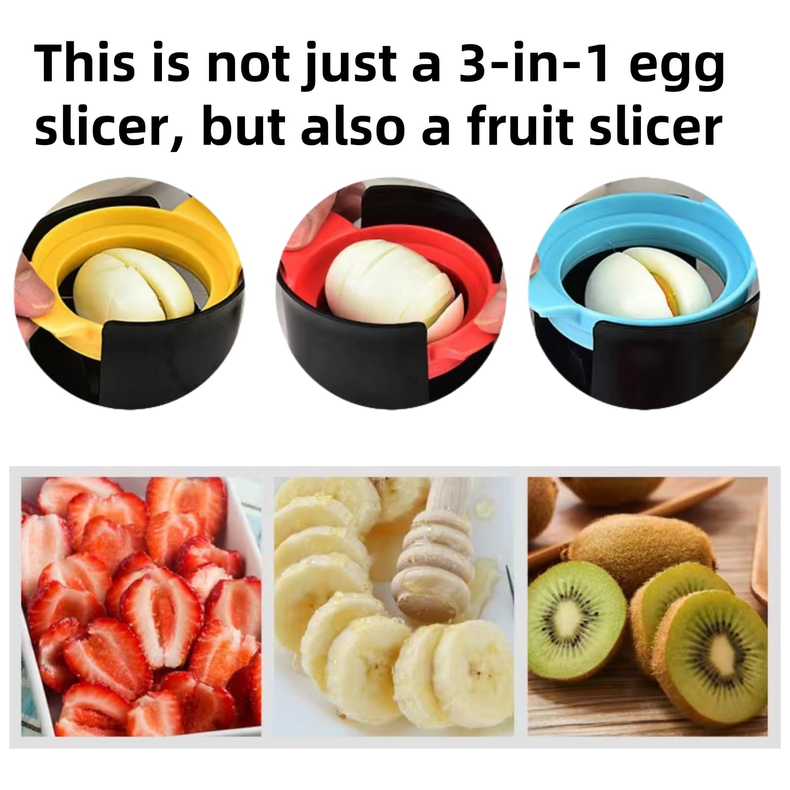 3-in-1 Stainless Steel Egg Slicer for Hard Boiled Eggs - Easy Clean Kitchen Tool for Salads, Sandwiches, Appetizers & Garnishes - Perfect for Meal Prep, Breakfast & Party Platters