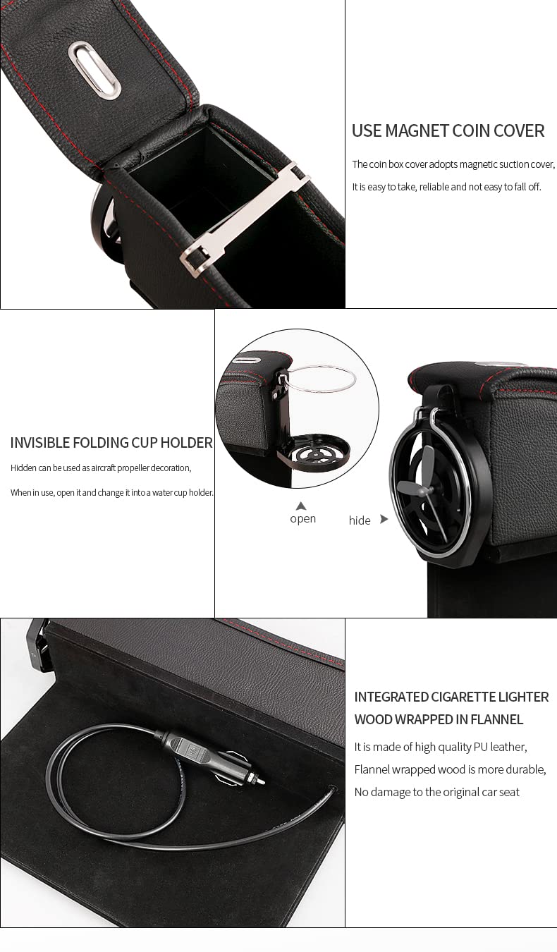 JEYODA Car Seat Organizer with USB Charger - Multi-Function Storage for Phone, Keys & Drinks - Perfect for Road Trips & Daily Commutes (Mocha Brown)