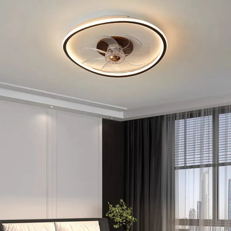 Warm Toned Invisible Ceiling Fan with Light - Energy Efficient Flush Mount Fan for Bedroom, Living Room & Office - Quiet Operation & Dimmable LED Lighting