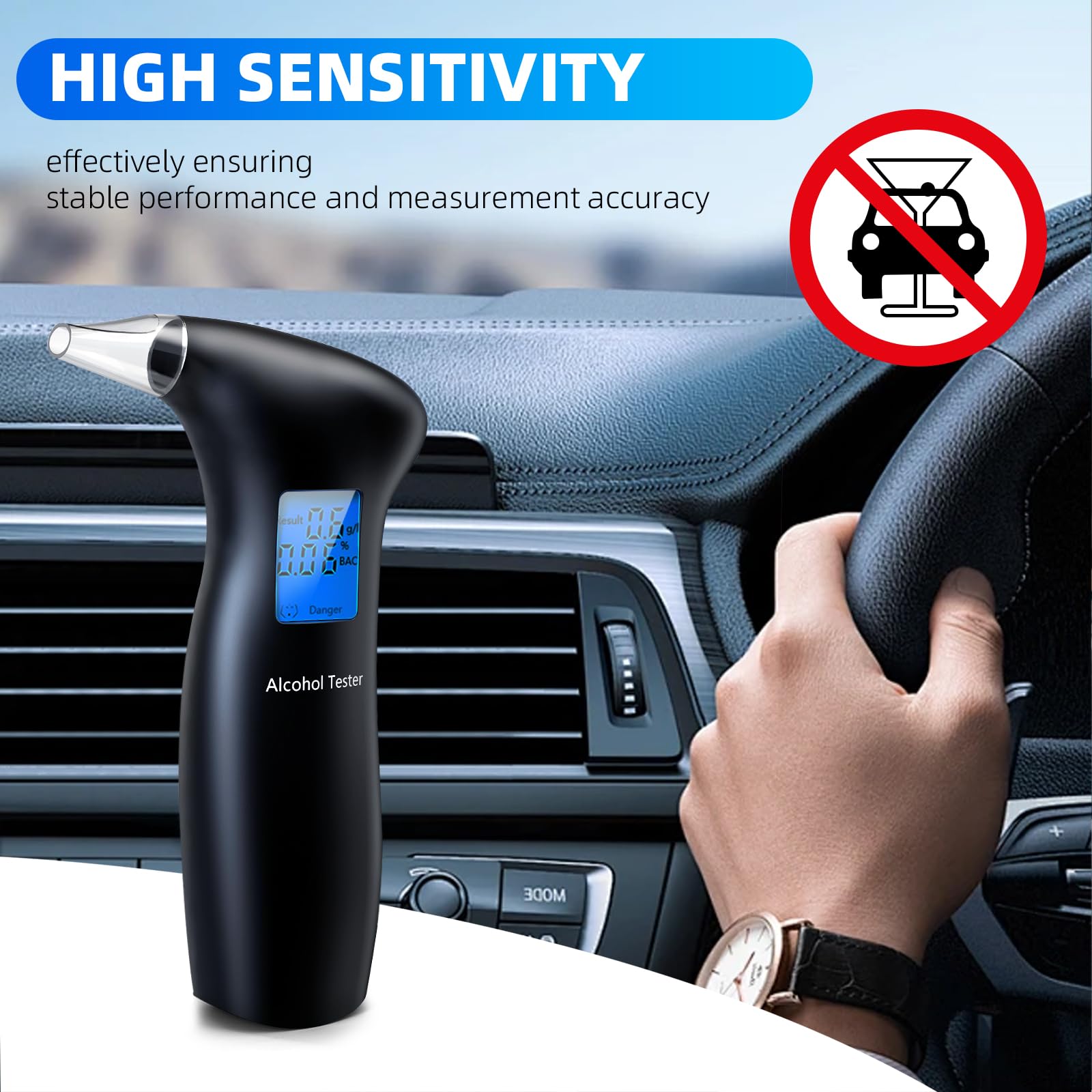 **Portable Digital Breathalyzer for Alcohol - Fast & Accurate LCD Display with 4 Reusable Mouthpieces - Personal & Professional Use - Perfect for Parties, Bars, and Workplace Safety**