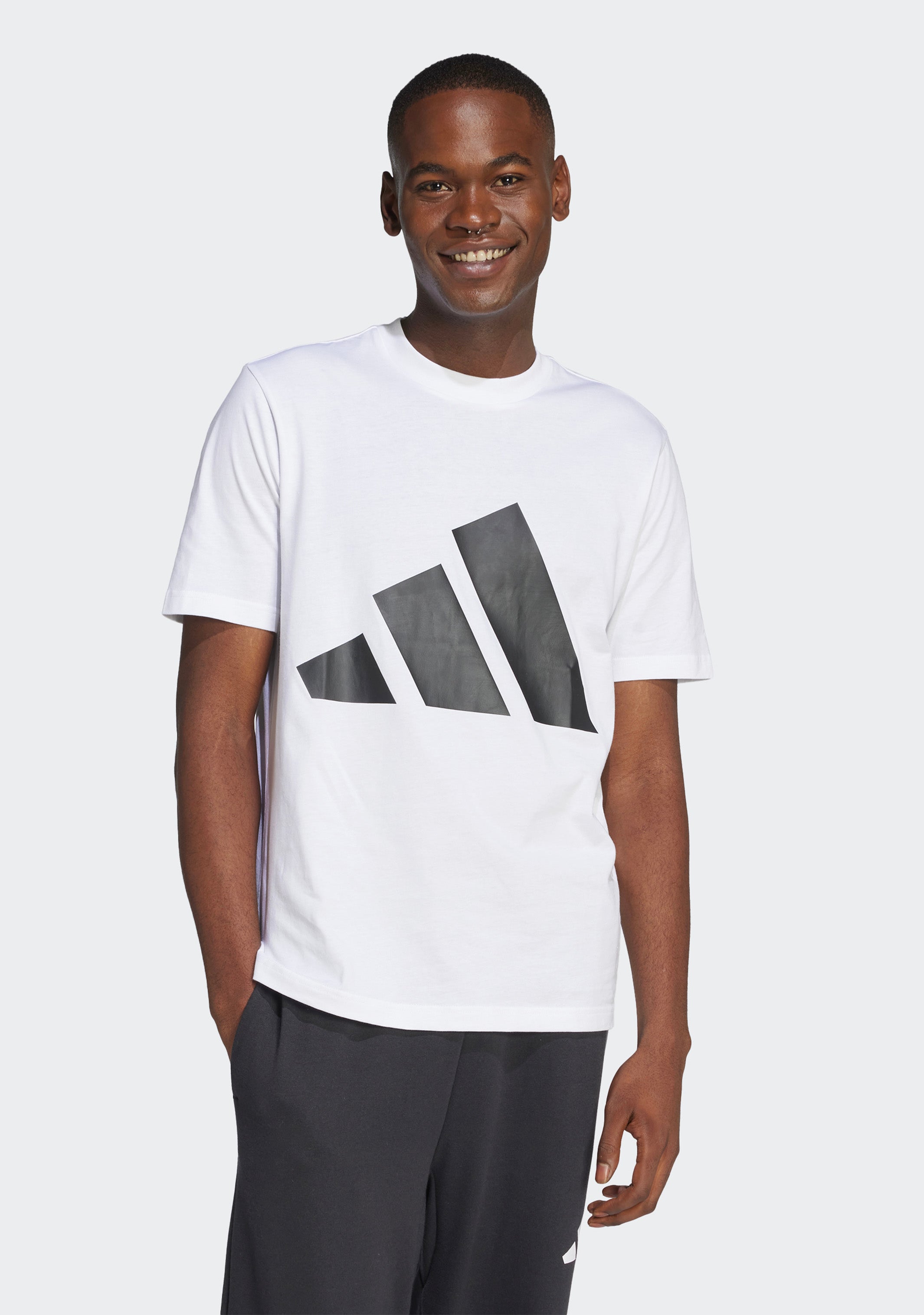 Adidas Men's Essentials Big Logo T-Shirt - Comfortable Cotton Crewneck Tee for Casual Wear, Gym & Street Style
