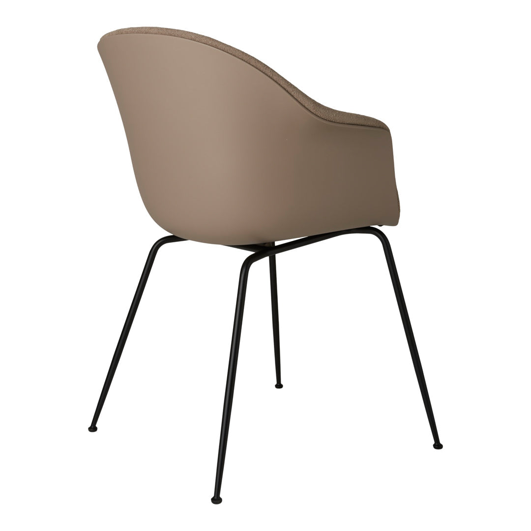 Modern Bat Dining Chair with Black Matte Conic Base & Front Upholstery - Perfect for Kitchen, Dining Room, and Restaurant Settings