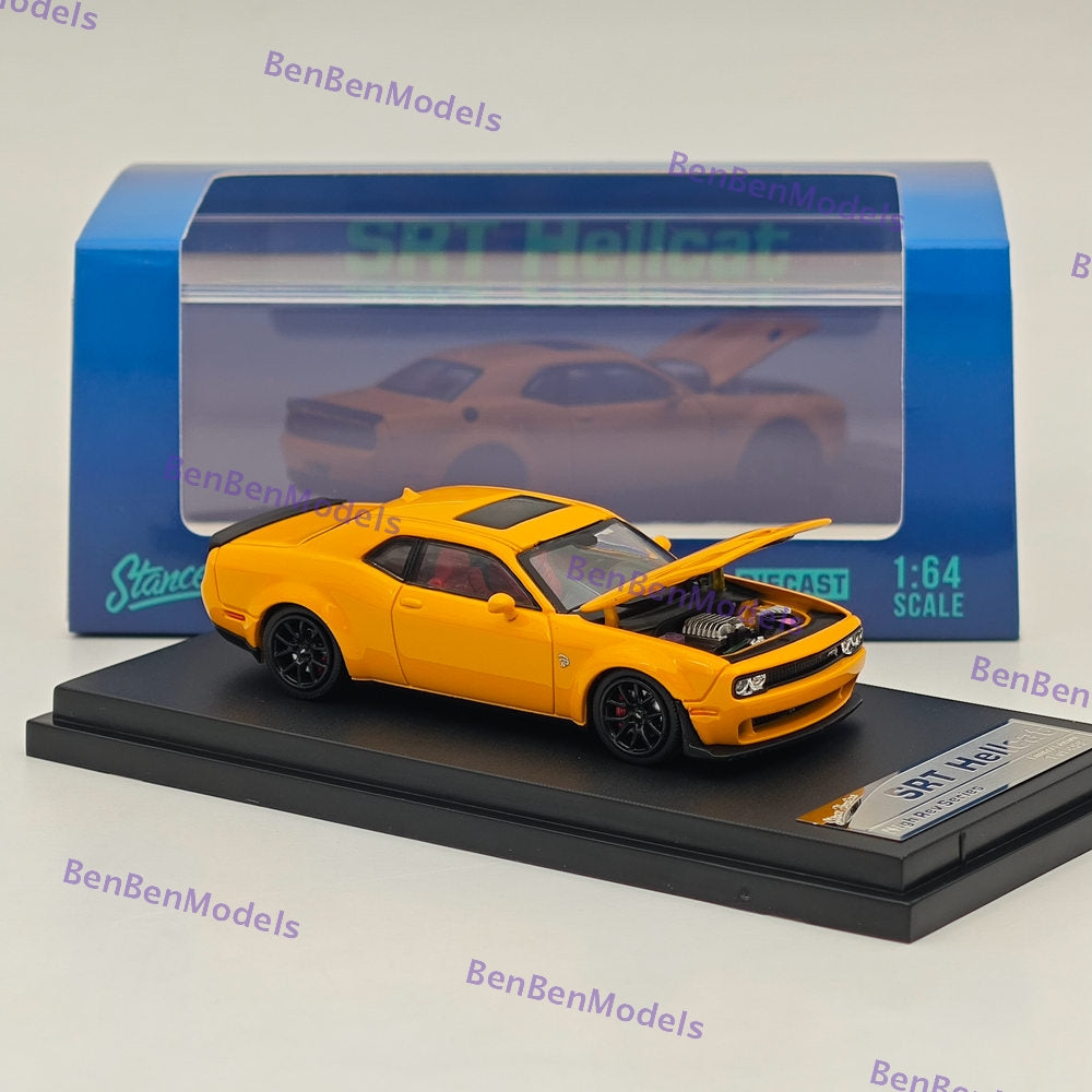 1:64 Scale SH Dodge SRT Hellcat Muscle Sports Yellow Diecast Model Car - Limited Edition Collectible for Car Enthusiasts & Display Showcase