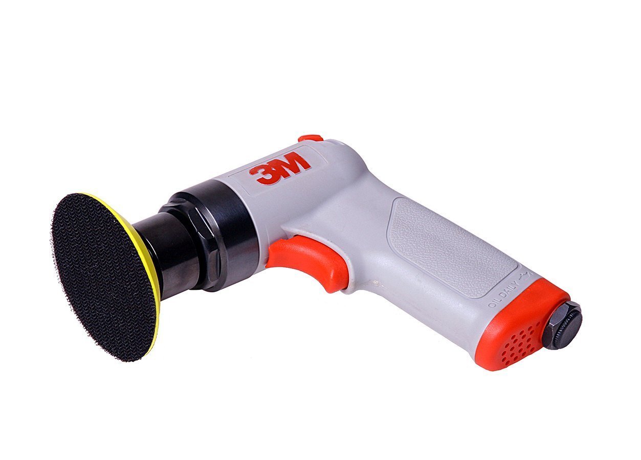 Cubitron Random Orbital Sander | Compact 3” Pneumatic Auto Body Sander with Pistol Grip & Hook & Loop Pad | Perfect for Automotive Repair, Woodworking & Metal Polishing