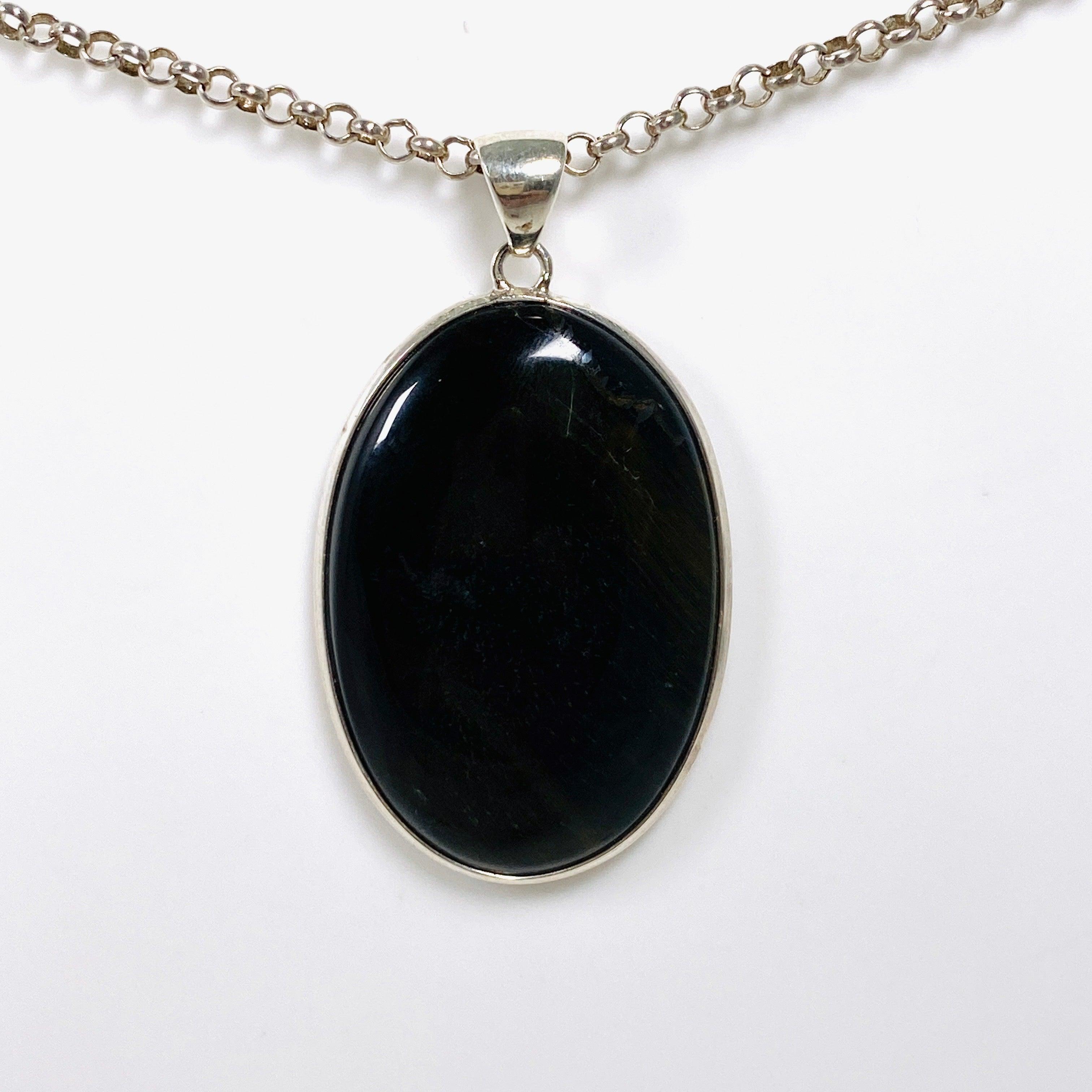 Natural Blue Tiger's Eye Oval Pendant Necklace - Healing Crystal Jewelry for Protection & Confidence - Perfect for Meditation, Gifts & Spiritual Healing