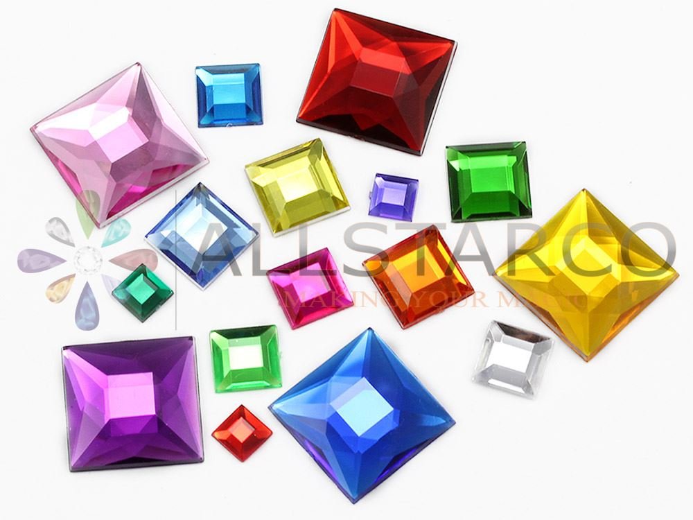 6mm Red Square Self-Adhesive Acrylic Rhinestones - 250PCS (5 Sheets) - Plastic Face Gems, Body Jewels for DIY Crafts, Cards, Invitations - Perfect for Nail Art, Scrapbooking & Party Decorations