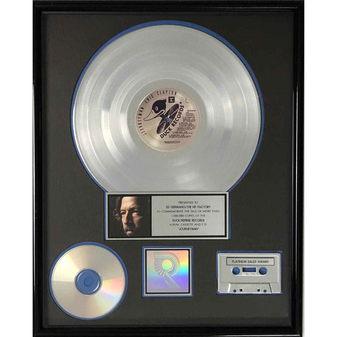 Eric Clapton Journeyman RIAA Platinum Album Award - Certified Music Collectible for Fans & Memorabilia Enthusiasts - Perfect for Display in Music Rooms, Offices & Collections