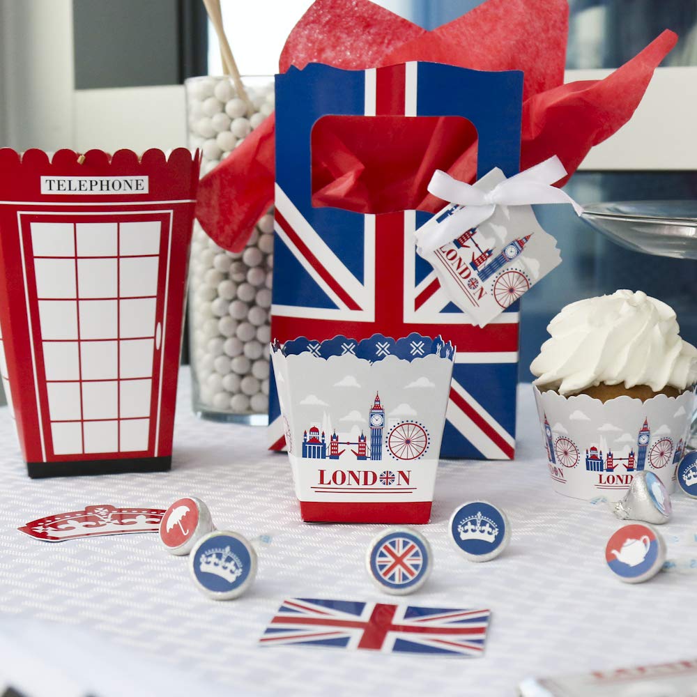 Big Dot of Happiness Cheerio, London - British-Themed Party Favor Boxes (Set of 12) - Perfect for UK Tea Parties, Bridal Showers & Royal Celebration Treats