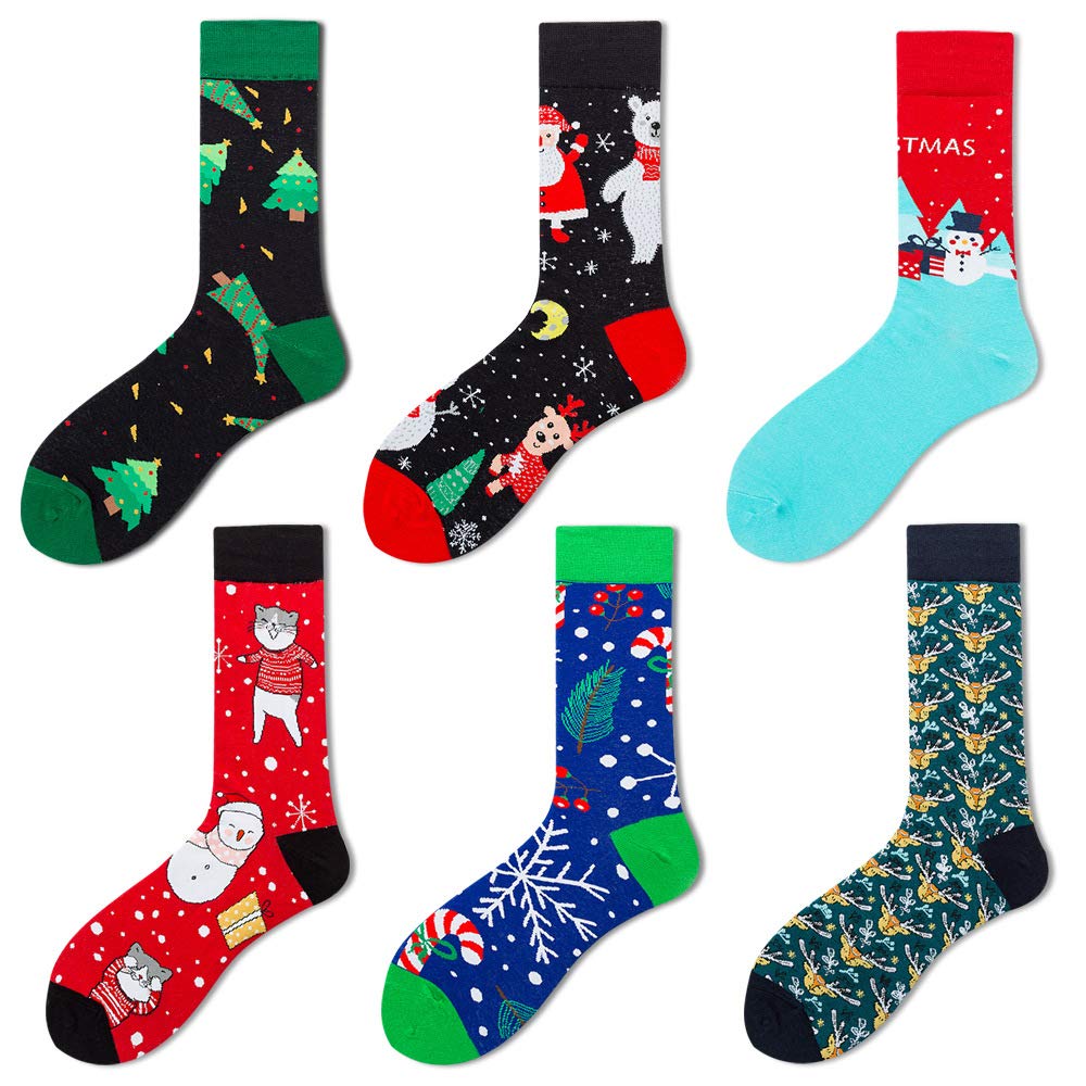 Funny Men's Socks 10 Pack - Colorful Cotton Novelty Dress Socks for Couples with Fashion Patterns | Perfect for Gifts, Streetwear, and Casual Outfits