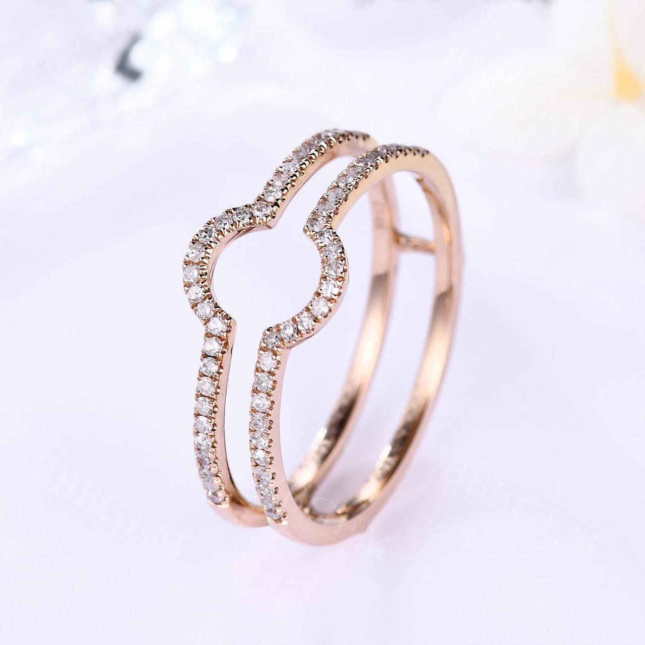Elegant Open Shank Diamond Fashion Ring - Double Band Euro Shank Enhancer Ring for Women | Perfect for Weddings, Anniversaries & Special Occasions