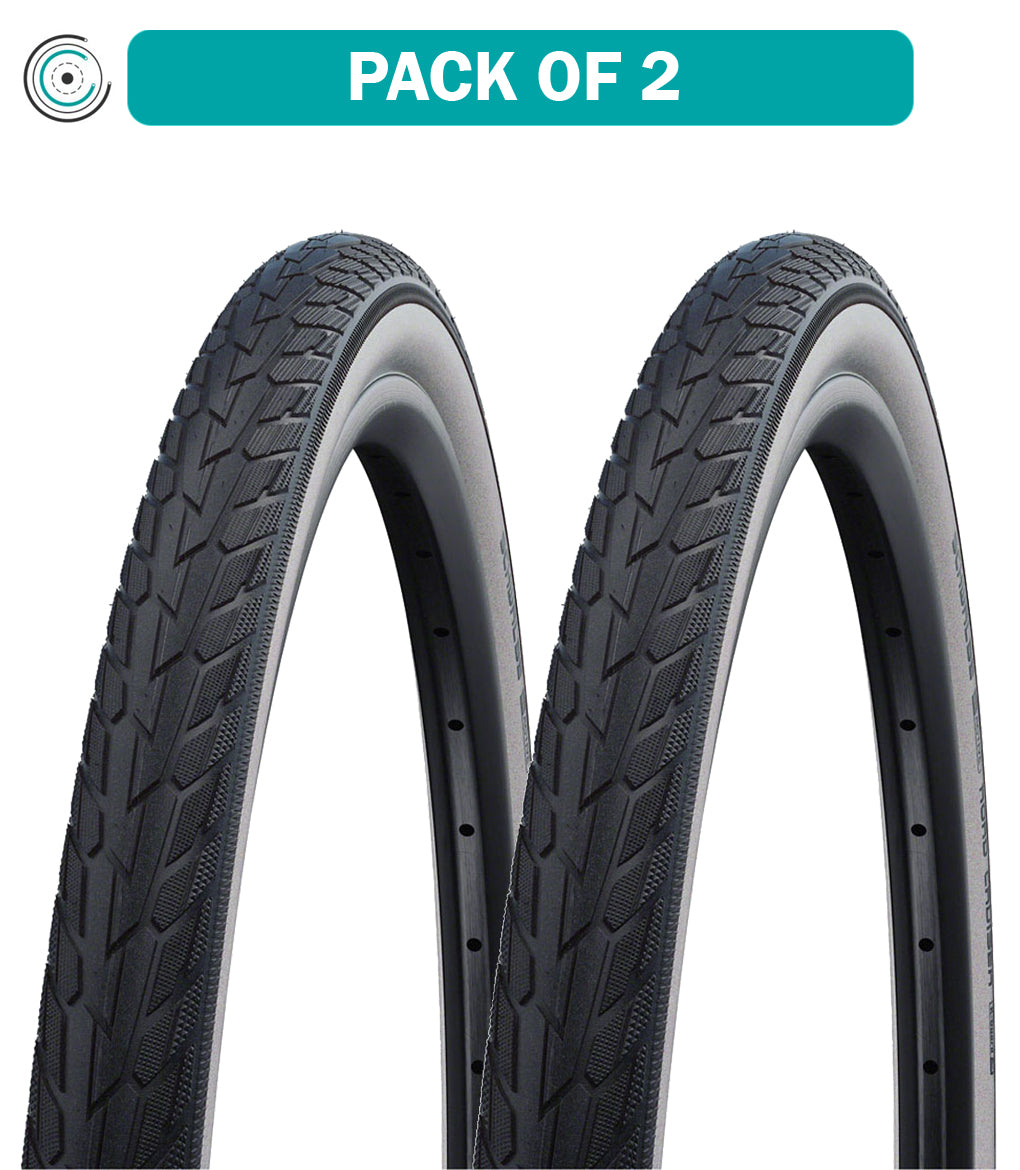 2 Pack Schwalbe Road Cruiser Tires 700x40 Wire Bead - White/Black with KGuard Green Protection (11101279) | Durable Bicycle Tires for Commuting, Touring & Urban Riding