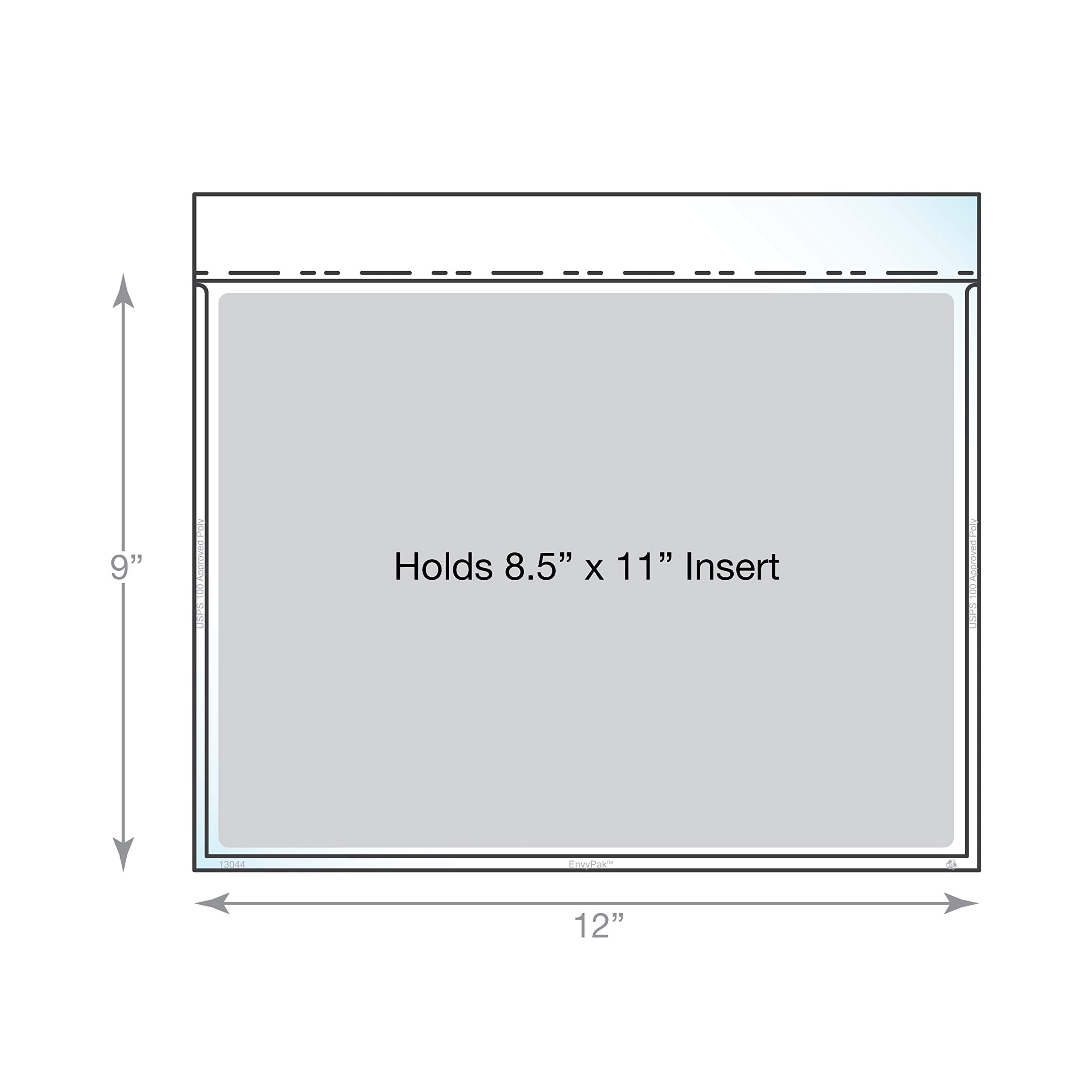 EnvyPak Clear Catalog Envelope - 500 Pack of Auto-Insertable No-Tape Horizontal Style for 8.5