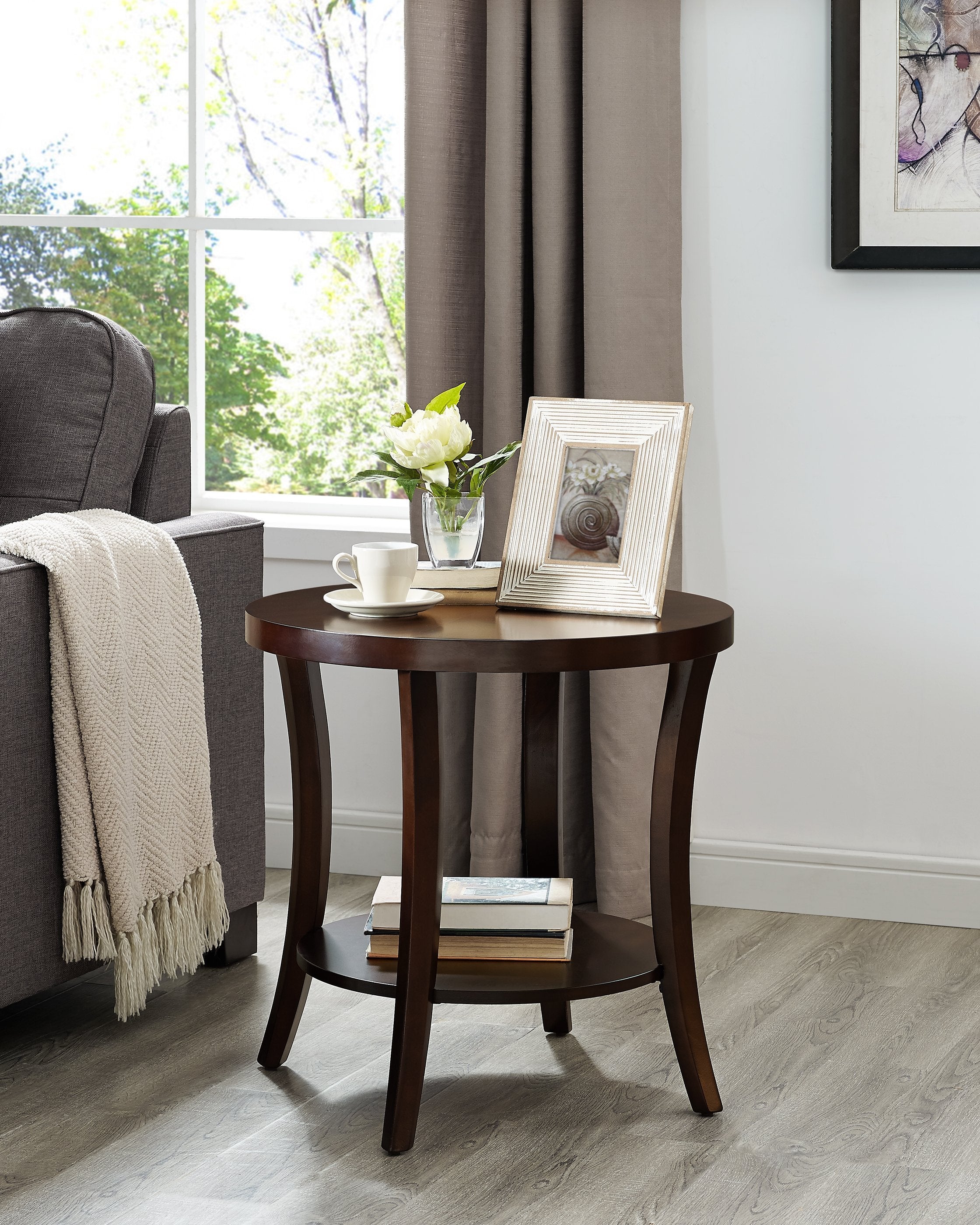 Roundhill Furniture Perth Contemporary 3-Piece Oval Coffee Table Set with End Tables in Espresso Finish - Perfect for Living Room, Lounge & Modern Home Decor