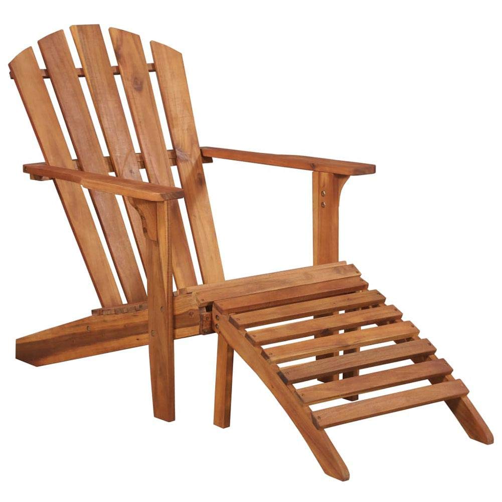 Premium Acacia Wood Adirondack Chair with Footrest - Durable Outdoor Patio Furniture for Garden, Yard, Deck & Poolside Relaxation | Weather-Resistant & Comfortable Seating