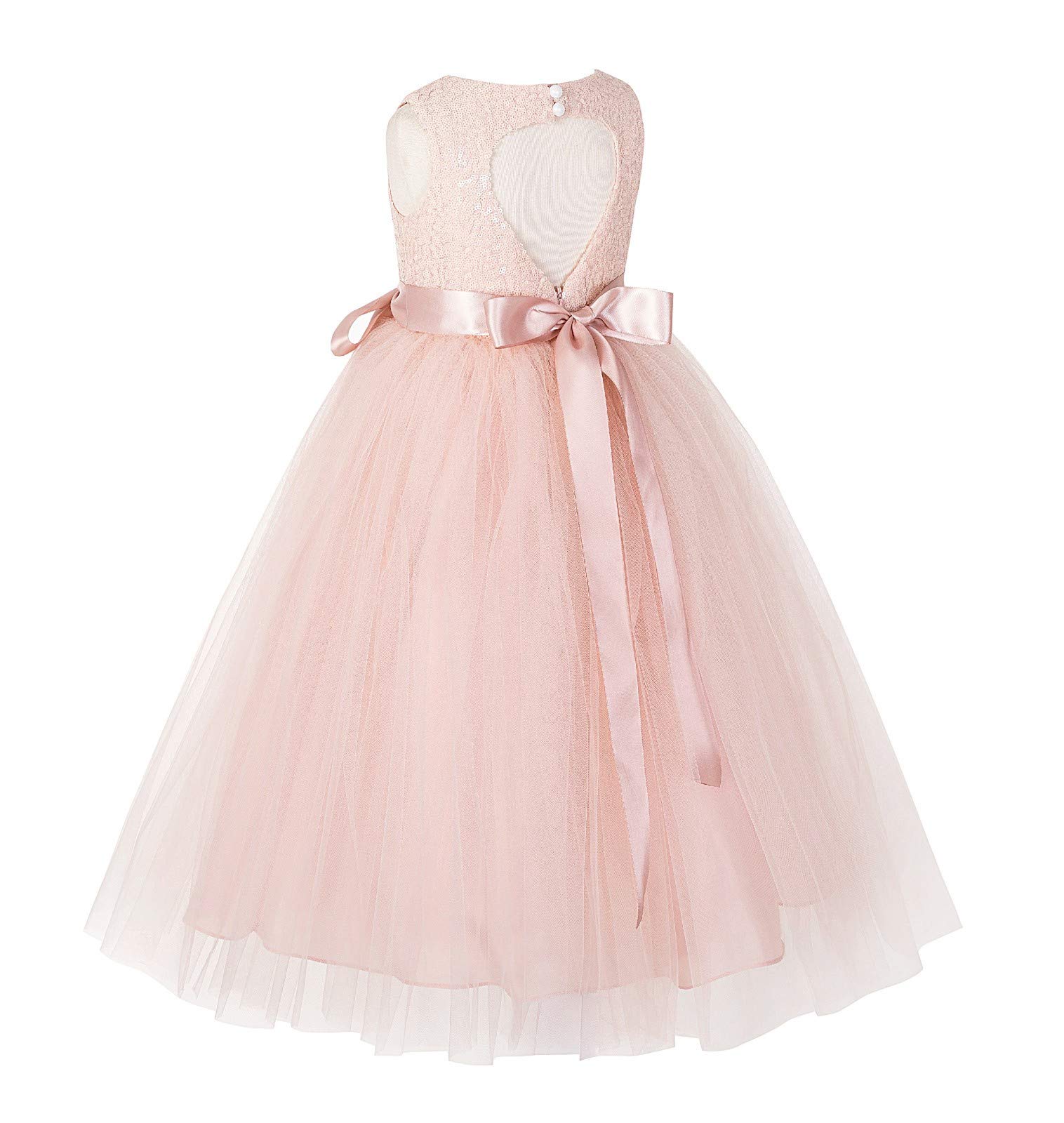Elegant Heart Cutout Sequin Flower Girl Dress for Weddings & Special Occasions - Formal Party Gown with Sparkly Embellishments (Style 172seq) | Perfect for Pageants, Birthday Celebrations & Holiday Events